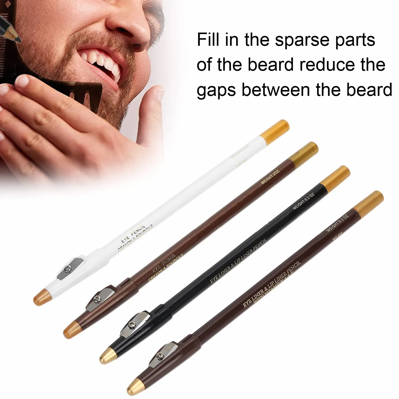 Crayon de Barbier 4 Pièces pour Contour de Barbe avec Taille-crayon