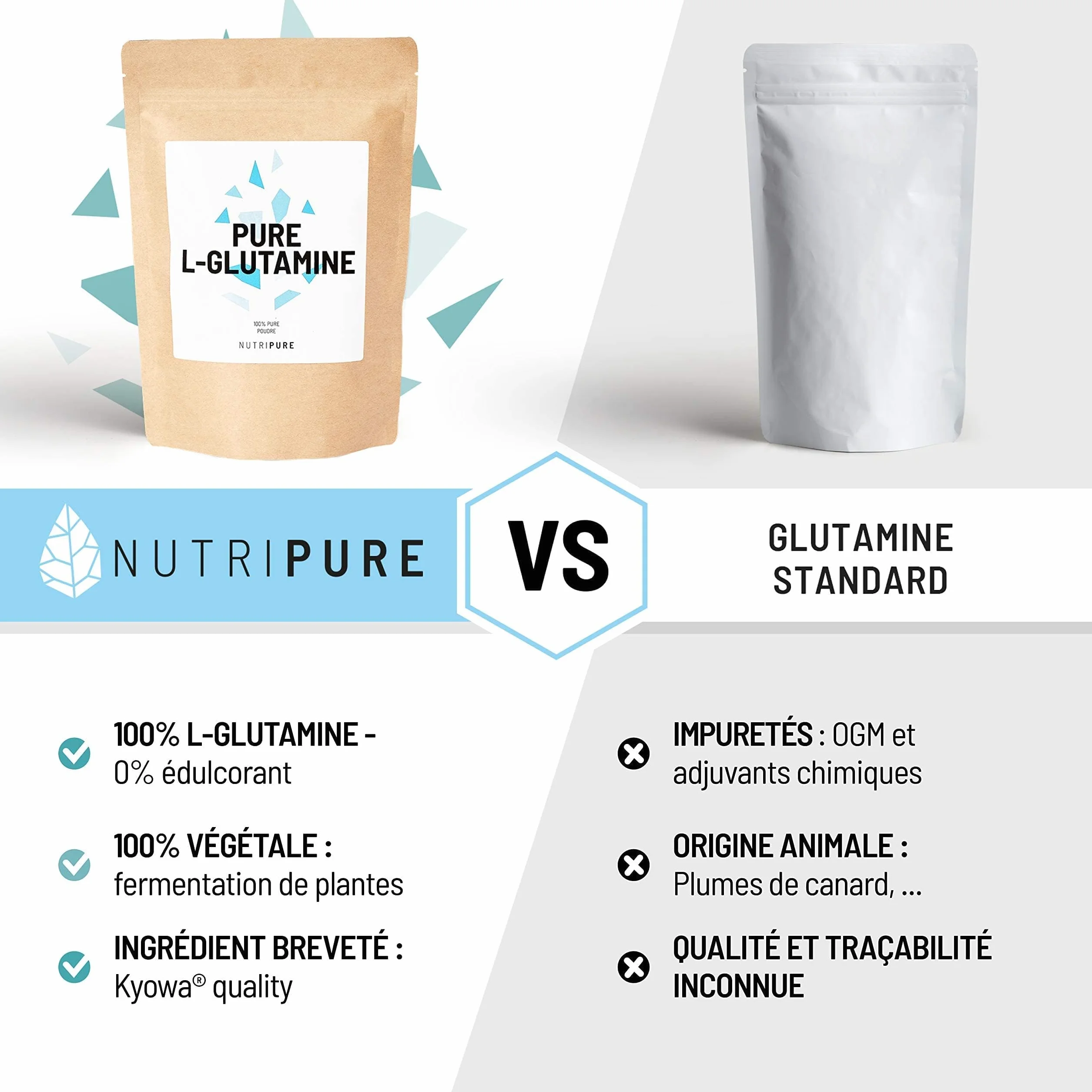 L-Glutamine Kyowa® 100% Pure Végétale 180 Gélules Complément Alimentaire Acide Aminé Musculation