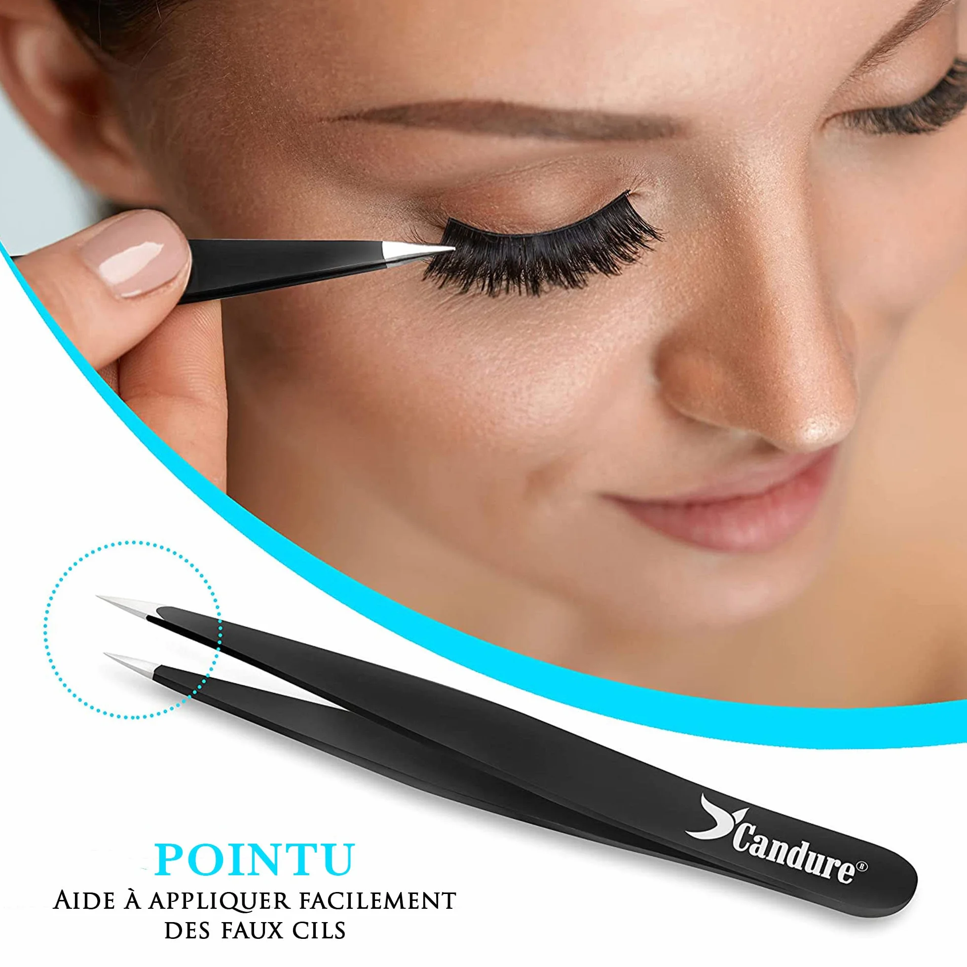 Candure Pince à Épiler Professionnelle Kit 4 Pincettes Acier Inoxydable Sourcils Précision