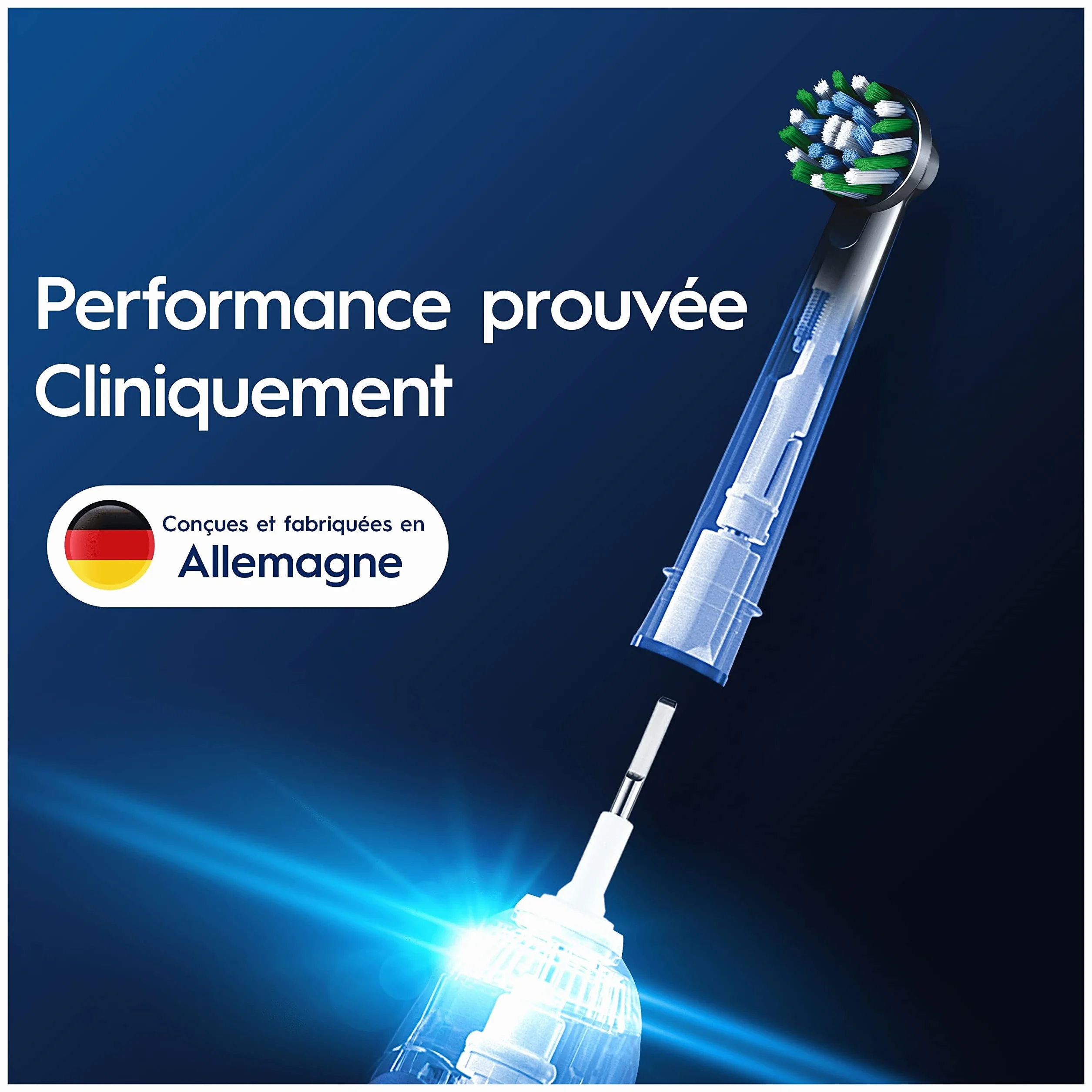 Oral-B Cross Action Brossettes de Rechange Lot de 4 Noires Recharges Brosse à Dents Électrique