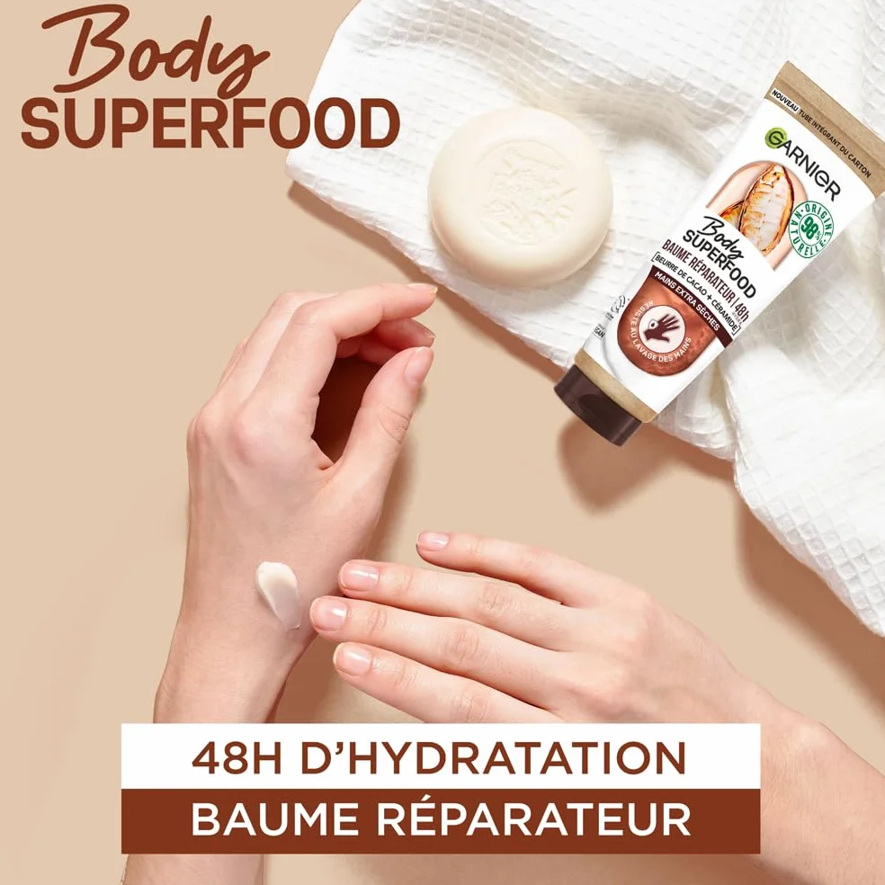 Garnier Baume Mains Réparateur 48H Beurre de Cacao Céramide 75 ml