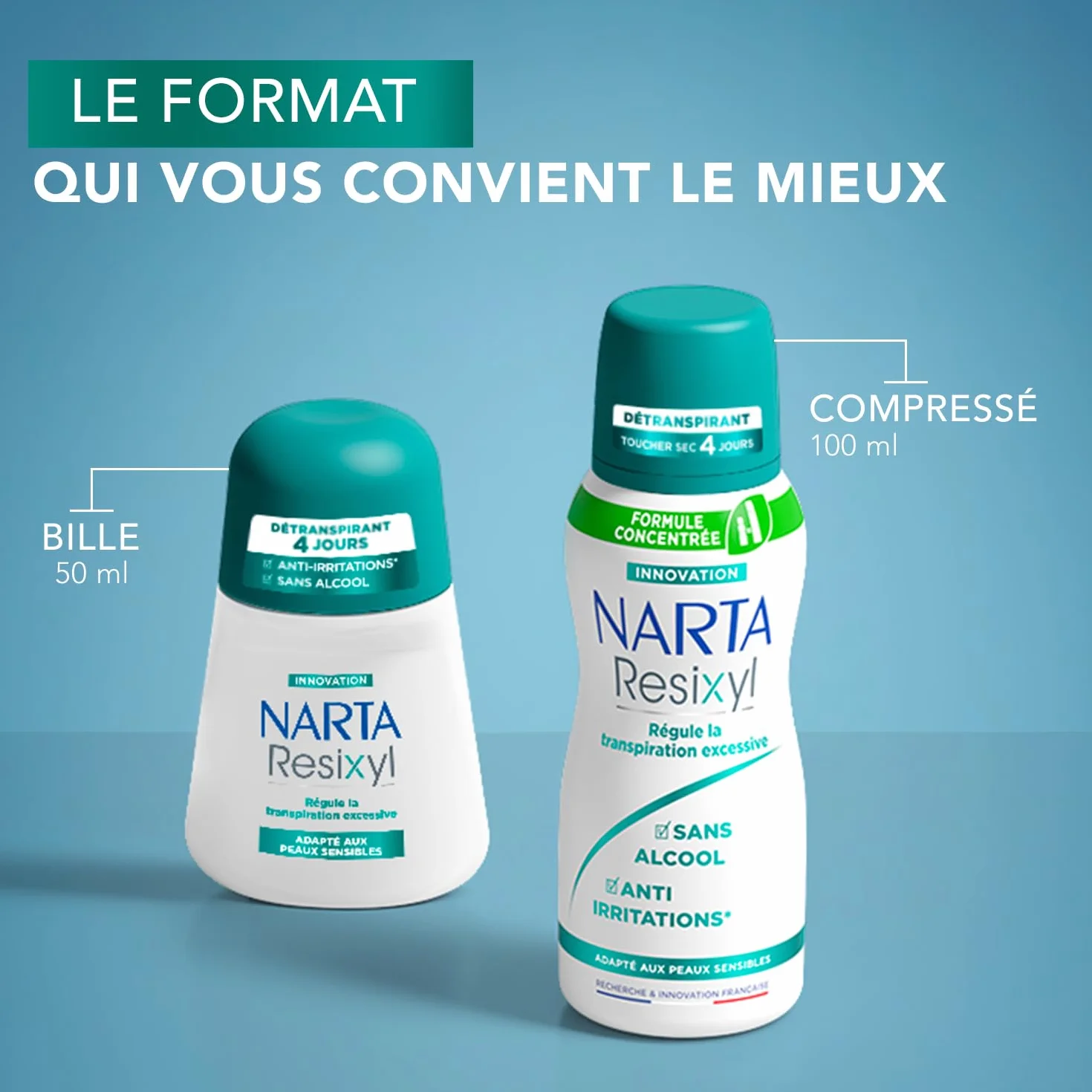 NARTA Resixyl Déodorant Bille Femme Détranspirant 4 Jours Anti-Irritations Complexe Minéral 50 ml
