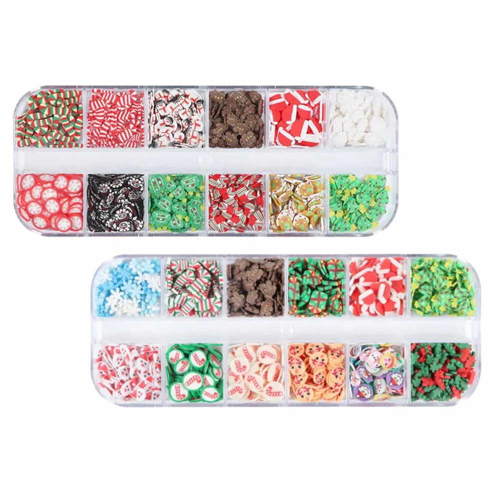 Ciieeo 2 Boîtes Paillettes Nail Art Noël Argile Polymère Ongles Acrylique