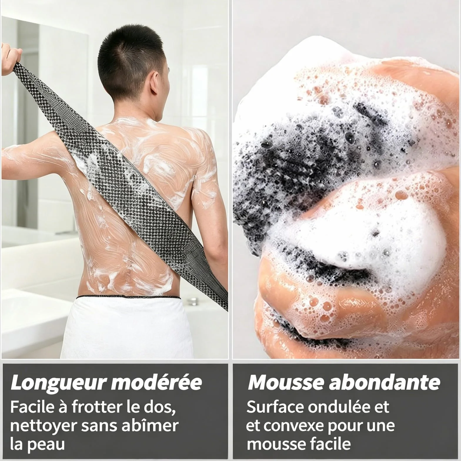 Ecovia Serviette Exfoliante Corps Séchage Rapide Peaux Sensibles Rugueuses Portable Unisexe Noir Bleu Rose