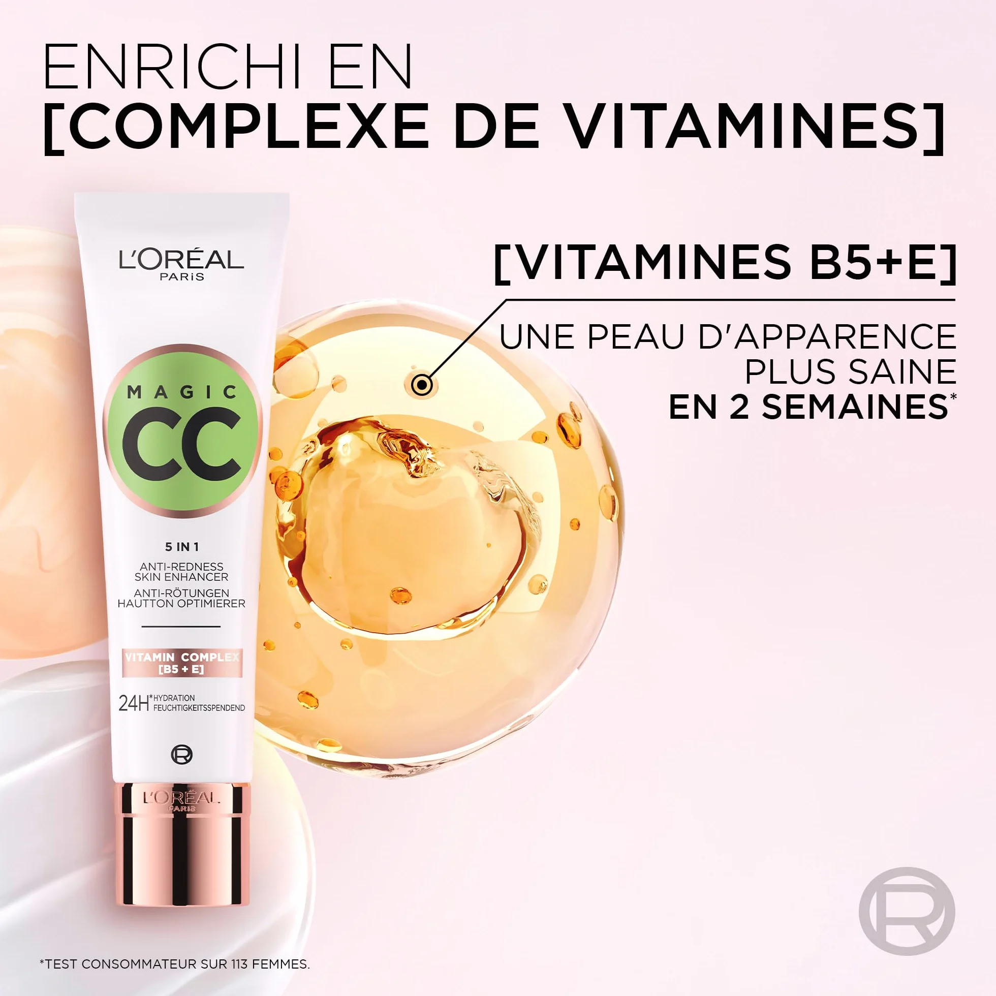 L'Oréal Paris CC Crème 5-en-1 Anti-Rougeurs Hydratation 24H Peaux Sensibles 30 ml