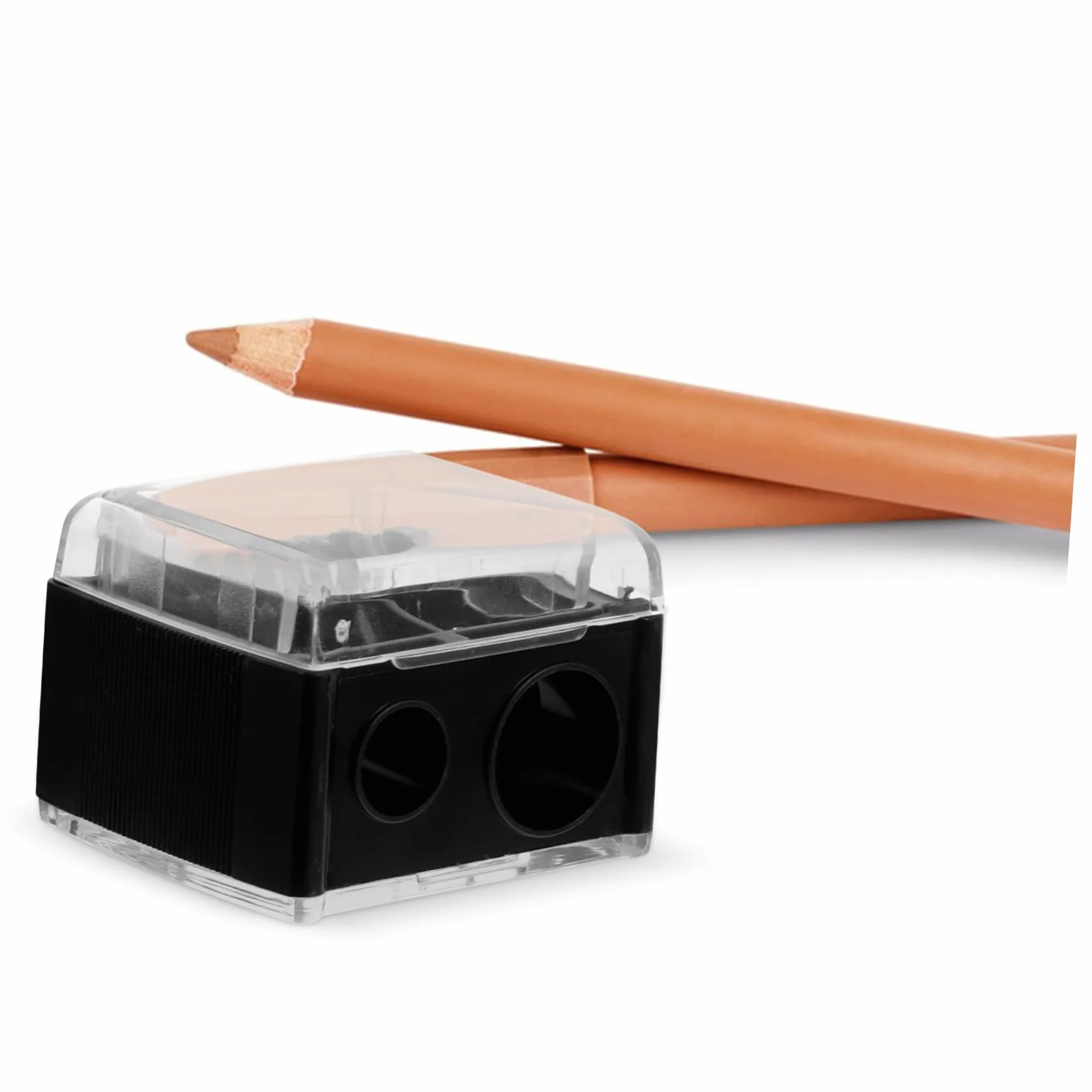 FRCOLOR Taille-Crayon Maquillage Double Trou Compact Mini Portable Avec Réservoir 1 Pièce