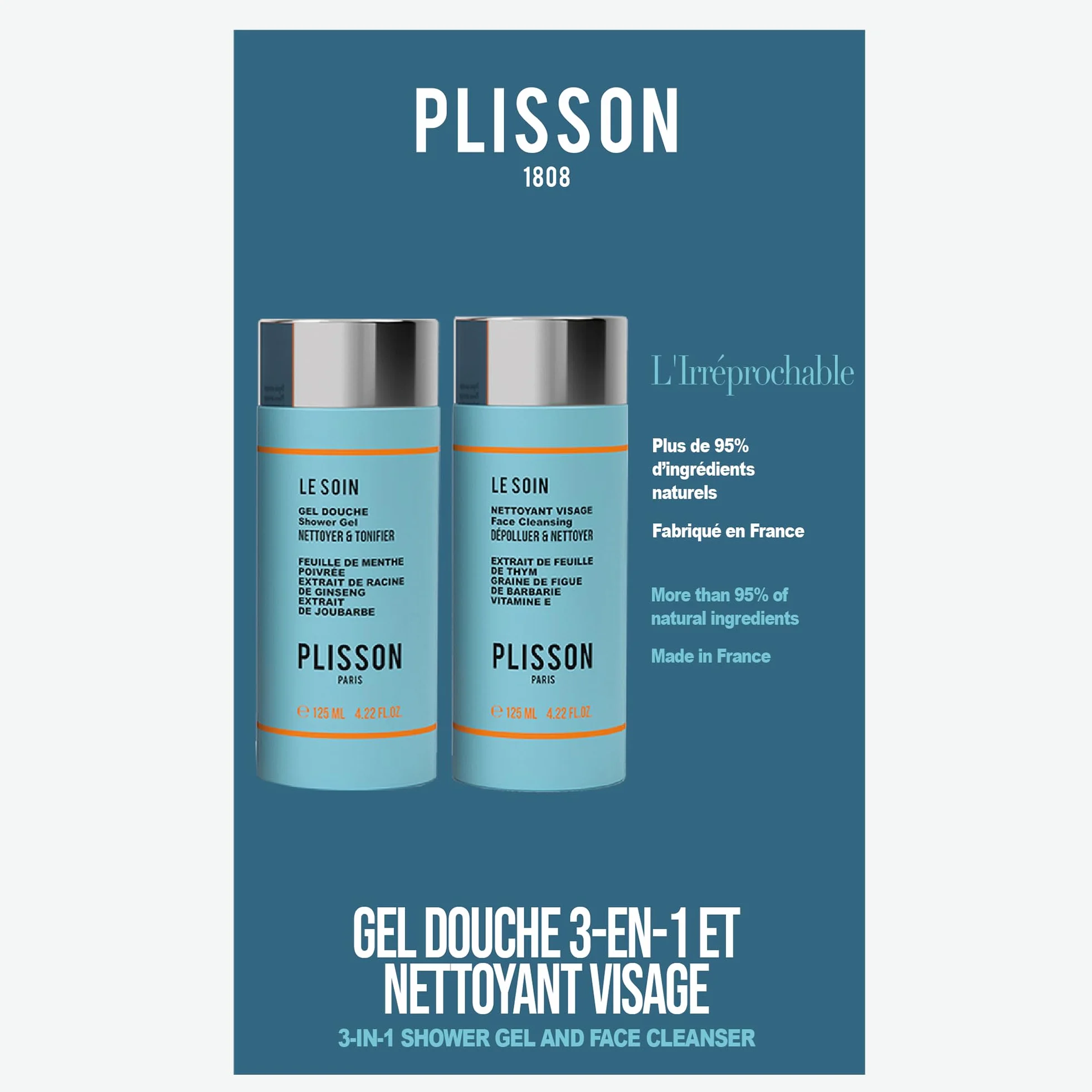L'Irréprochable :Gel Douche + Nettoyant Visage