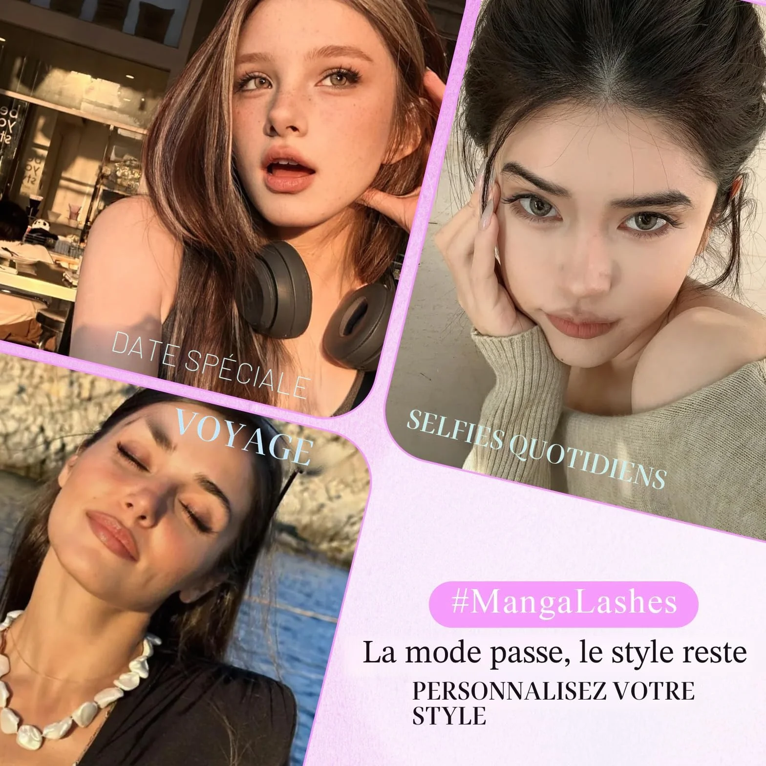Cils Individuels 594PCS 80D+100D Volume Russe Extension D-Curl Cluster Lashes Mixte 10-18mm Naturel DIY Pour Débutants