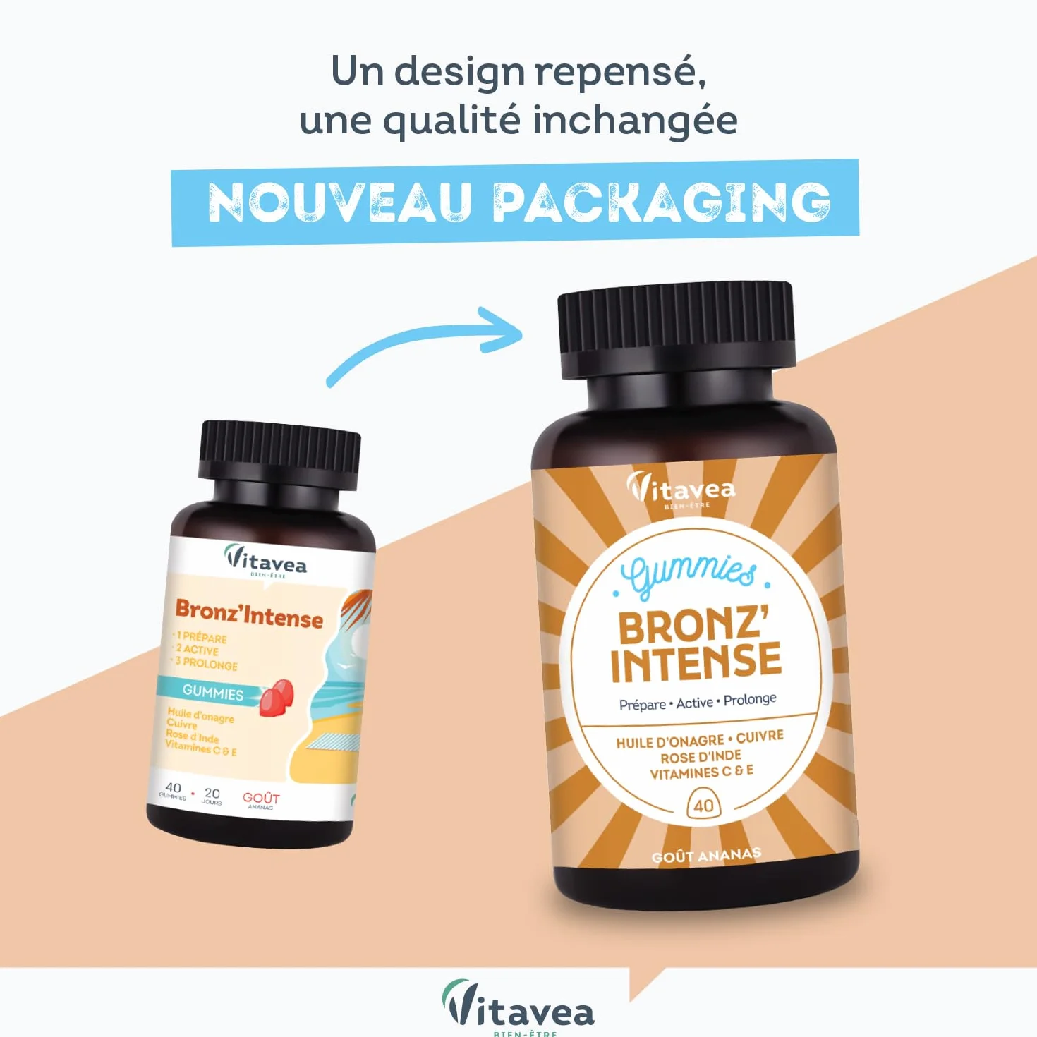 Vitavea Gummies Solaire Bronz'Intense Complément alimentaire Bronzage 40 gummies Vegan