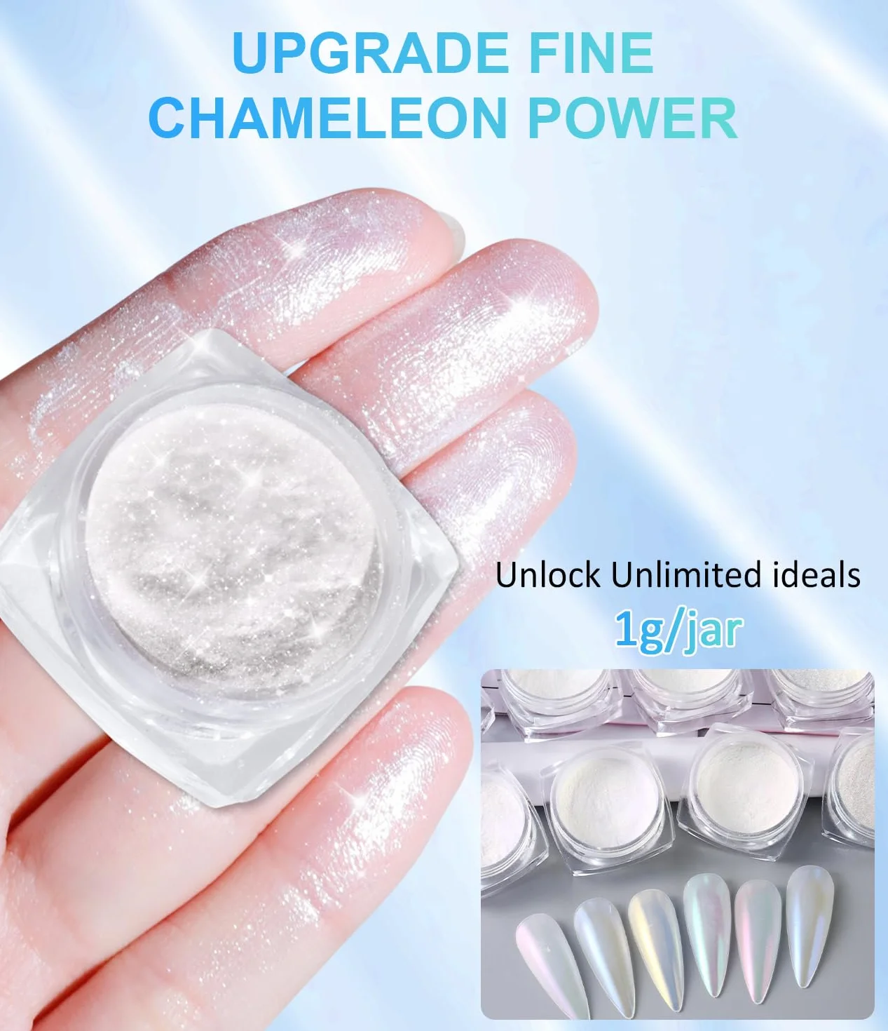 Pearl Poudre Chrome Ongle BISHENGYF 8Pcs Aurora Ice Schimmer Perles Chrome Powder Nail Art Manucure