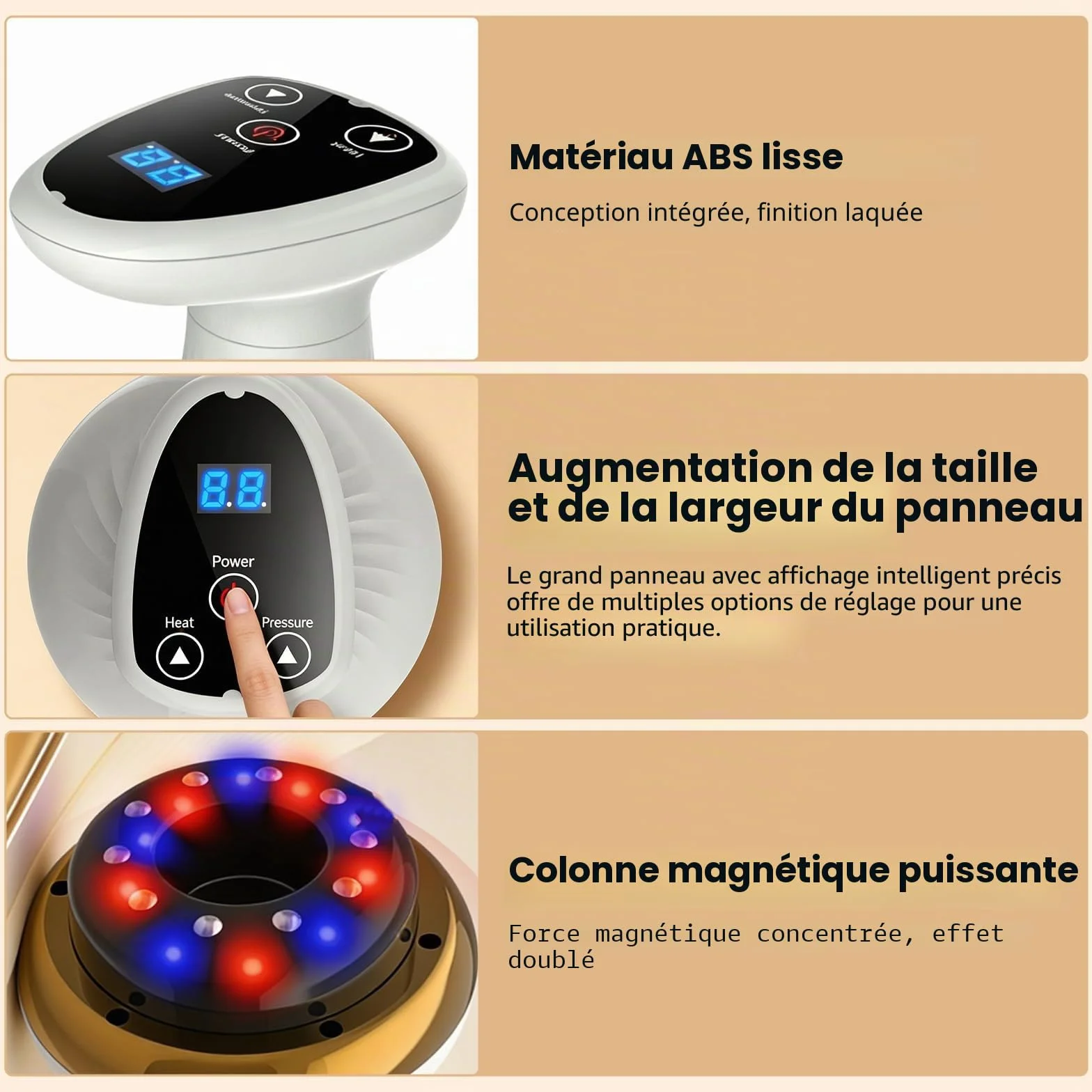 Appareil de massage 4-en-1 contre la cellulite, aspiration et Gua Sha électrique, 9 niveaux de chauffage, 9 niveaux d'aspiration, peau plus ferme et meilleure circulation sanguine, massage en