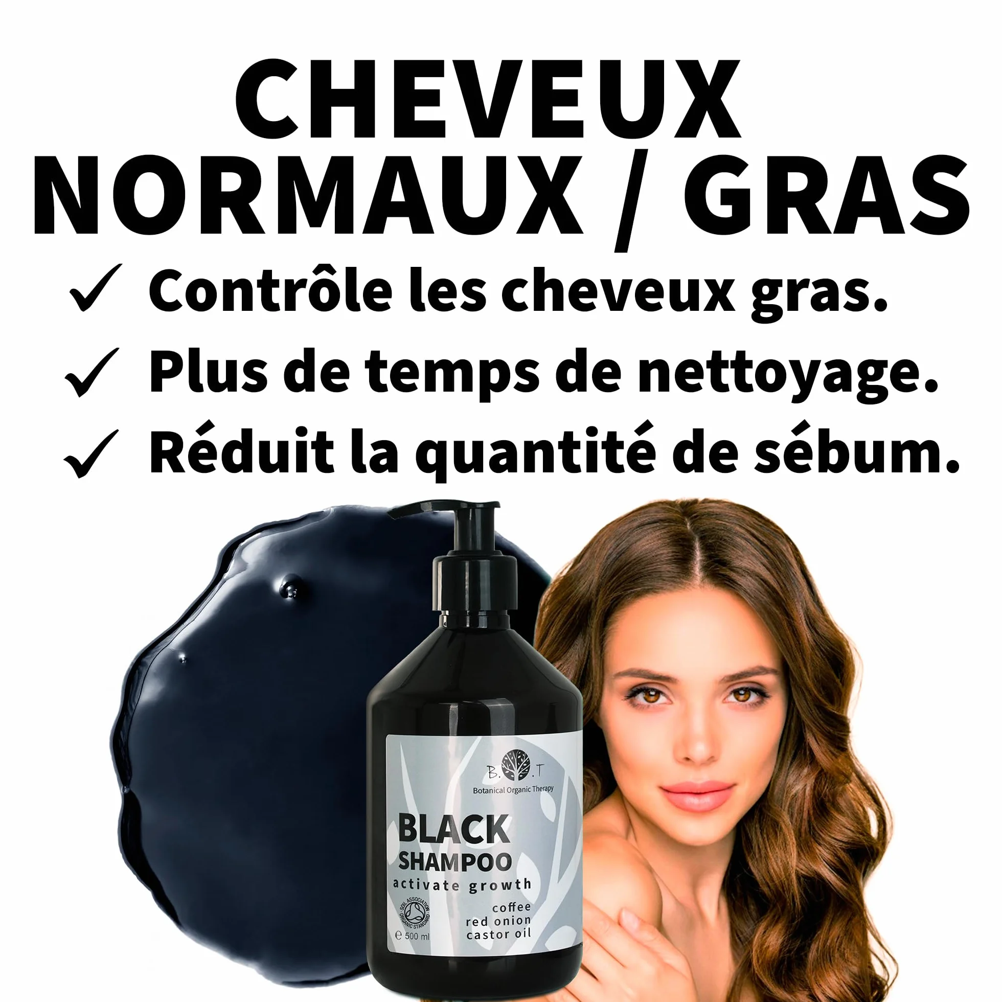 Shampooing Oignon, Caféine et Huile de Ricin pour Cheveux Antipelliculaire Volume Capillaire et Barbe Anti Chute Hydratant Croissance des Cheveux SANS SULFATE 3 x 200 ml
