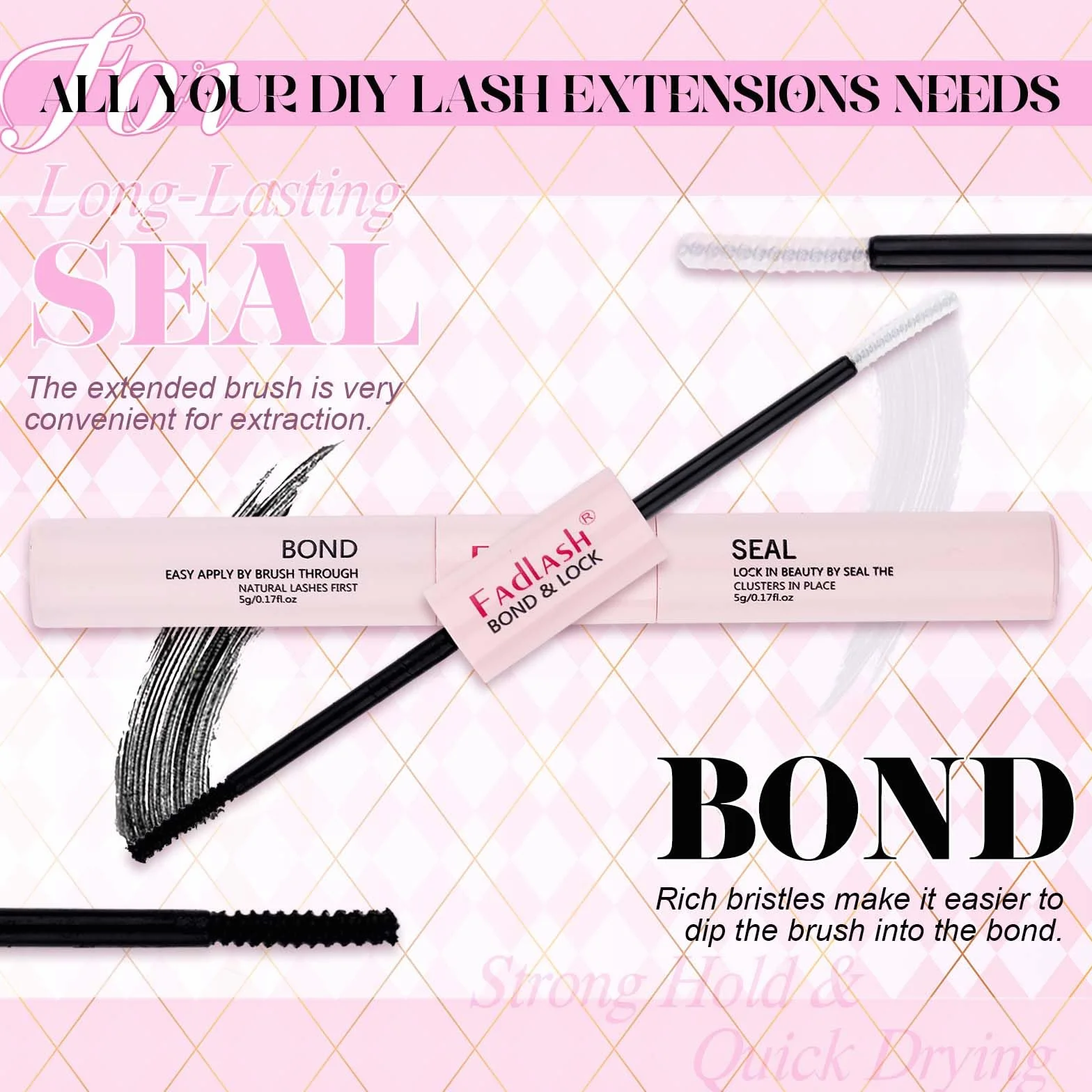 FADLASH Kit Extension Cils Bouquet 10D 20D 280pcs Faux Cils Individuel 8-16mm C Curl, Bond and Seal, Remover Gel, Pince à Lashes, Cluster Lashes Kit DIY