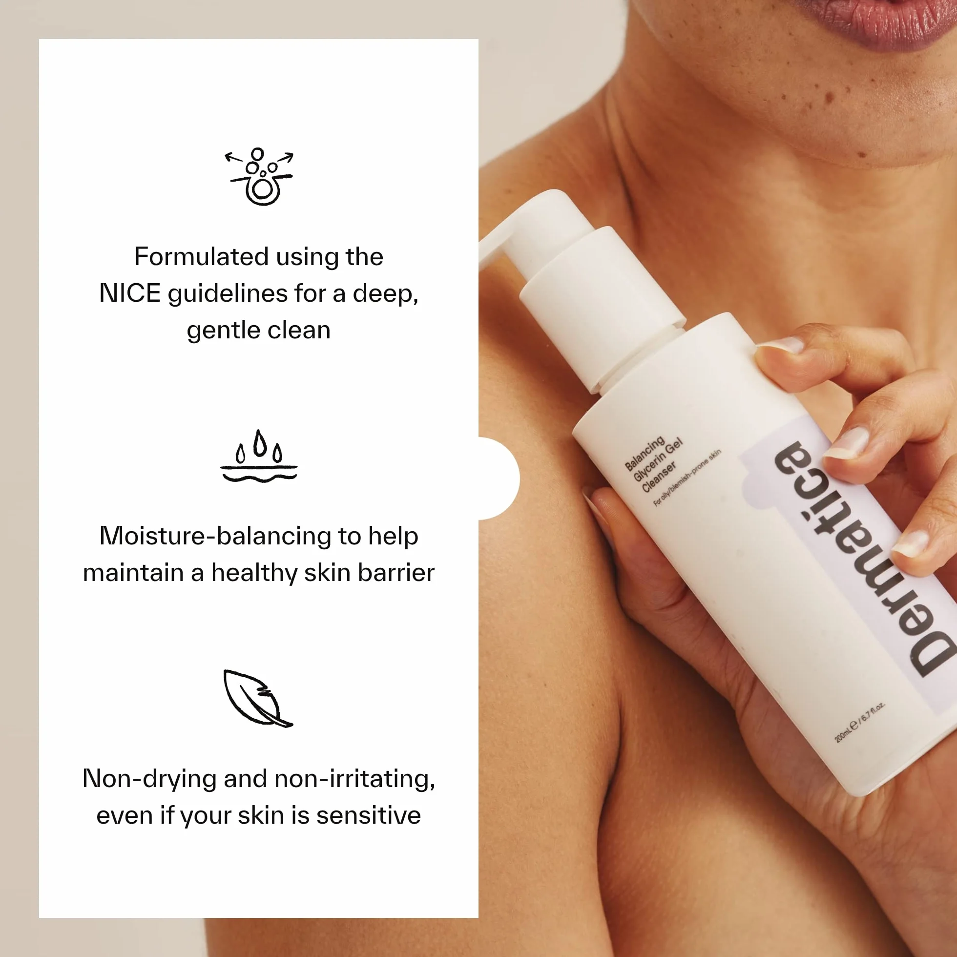 Dermatica gel nettoyant équilibrant à la glycérine anti-acné 200 ml
