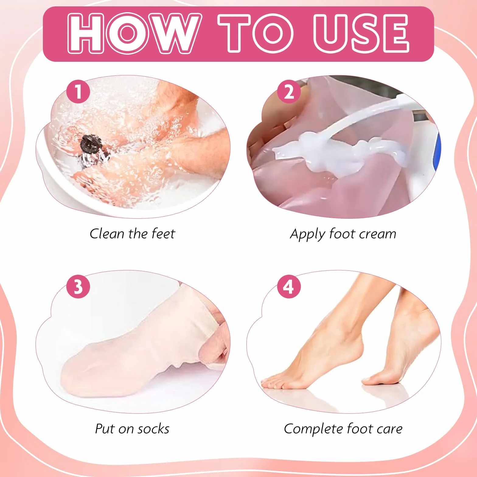 Chaussettes Silicone Pieds + Gants Silicone, Soin Intensif Talons Secs Crevasses, Réutilisables