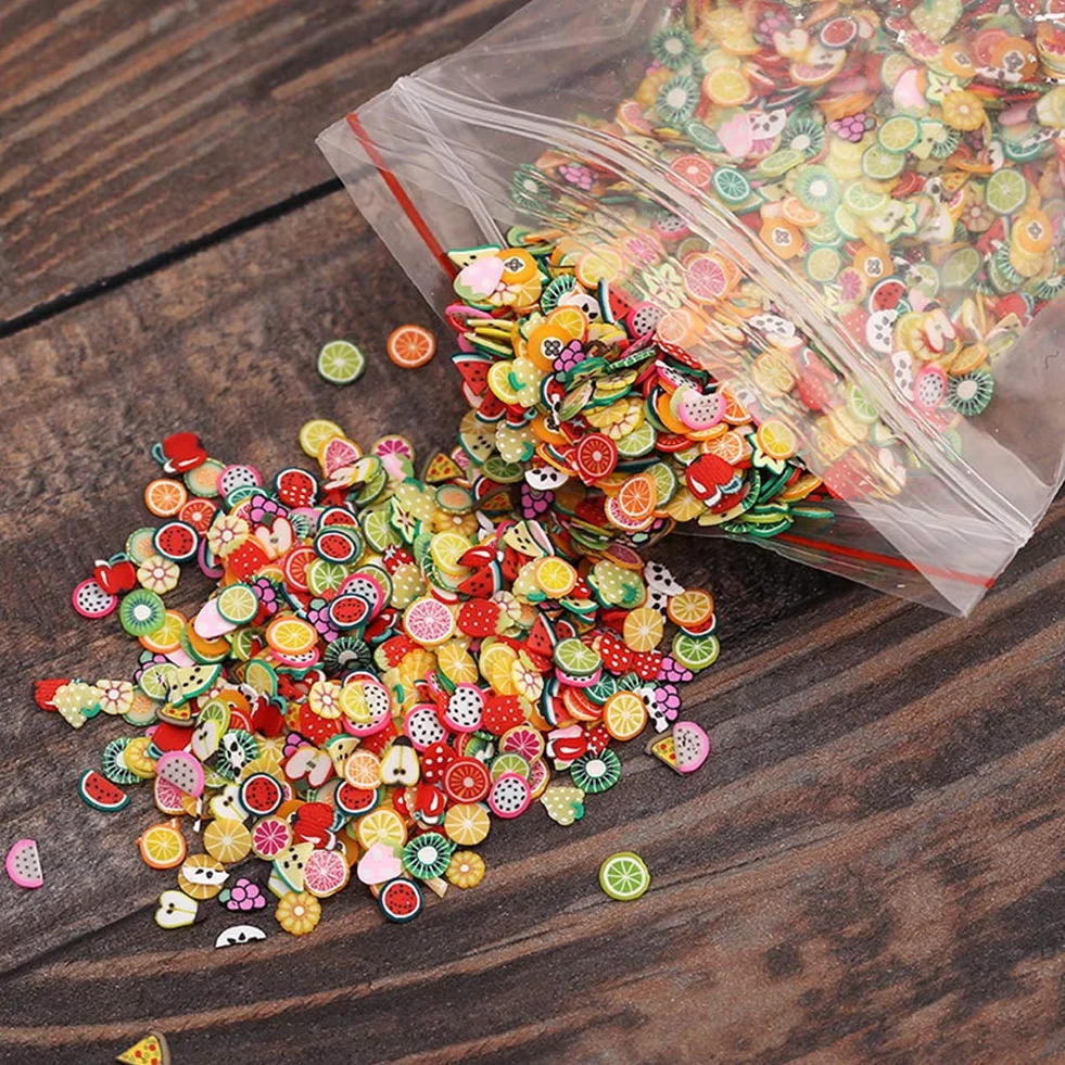 1000 Pcs 3D Polymer Clay Slices Miniature Fimo Fruit Wheel Nail Art Craft Designs Decorations