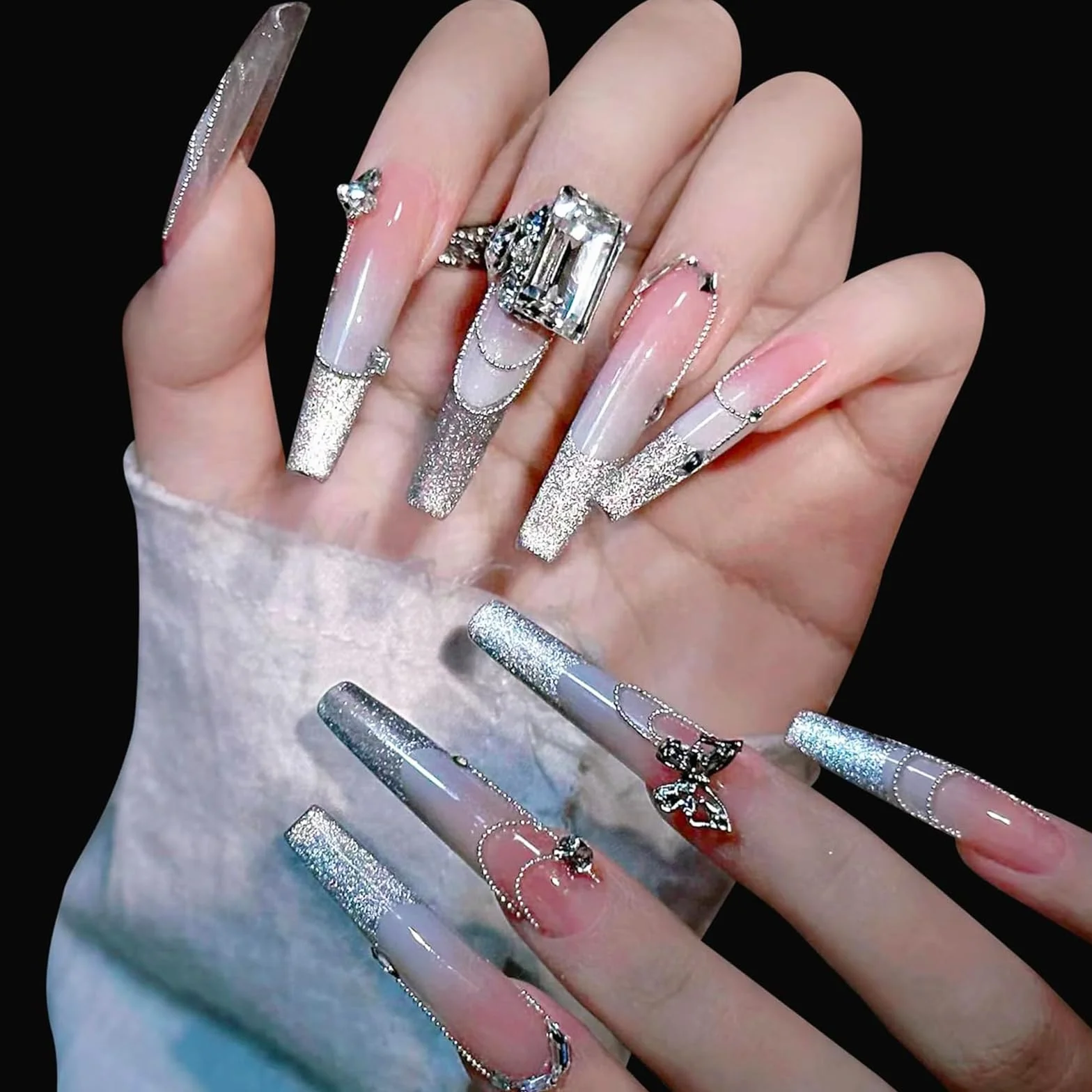 Perles caviar pour ongles, 12 degrés or et argent, chaînes d'ongles, accessoires nail art