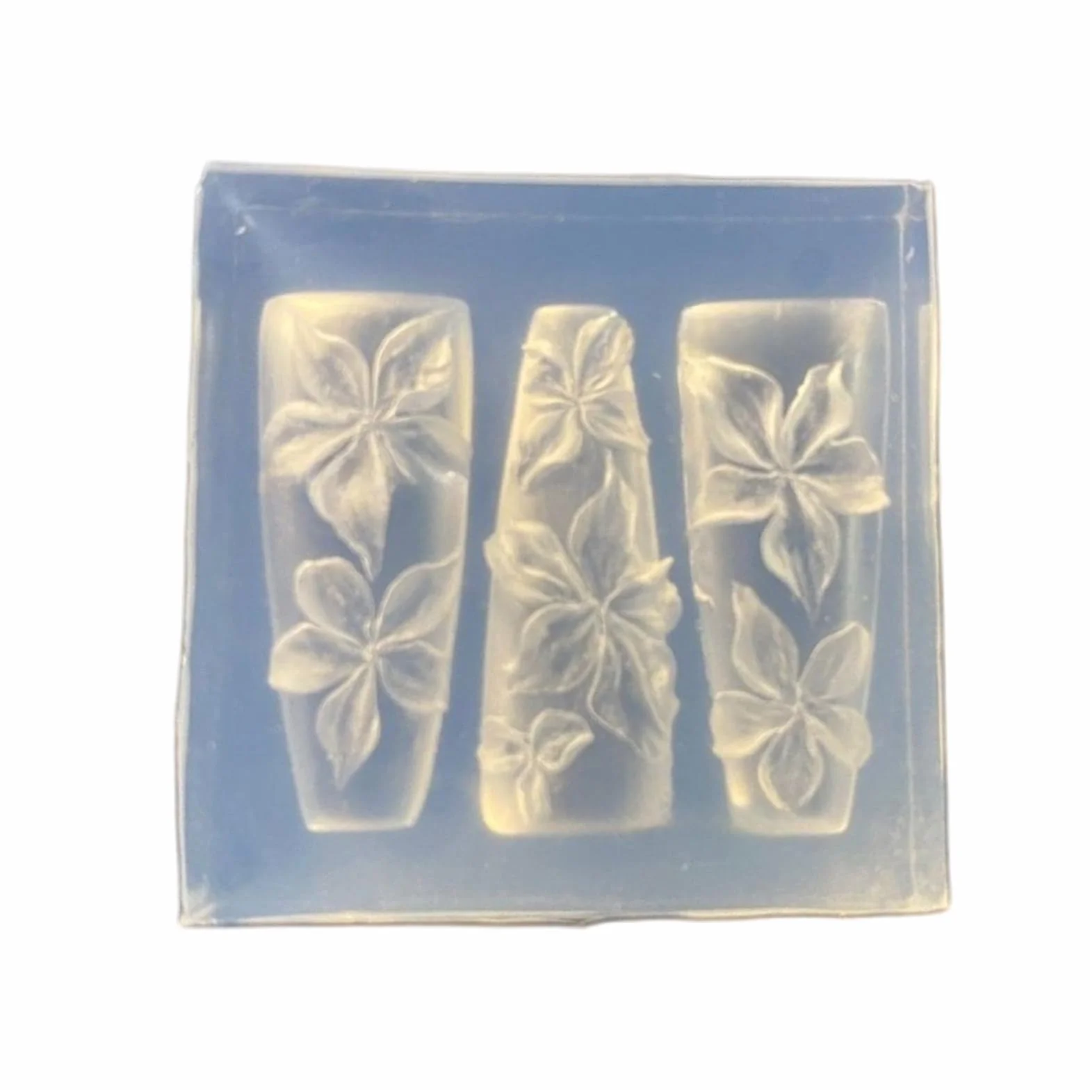 Moule réutilisable en silicone pour nail art motif floral fait à la main modèle de manucure