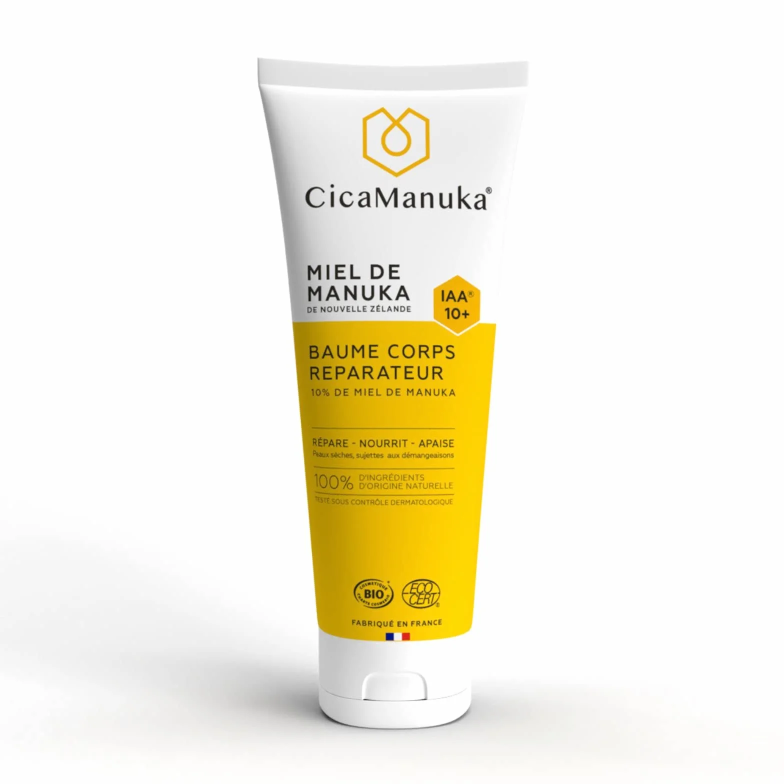 CICAMANUKA - Baume corps réparateur au miel de Manuka IAA10+ - Favorise la réparation des peaux sèches - Certifié Bio - 200ml
