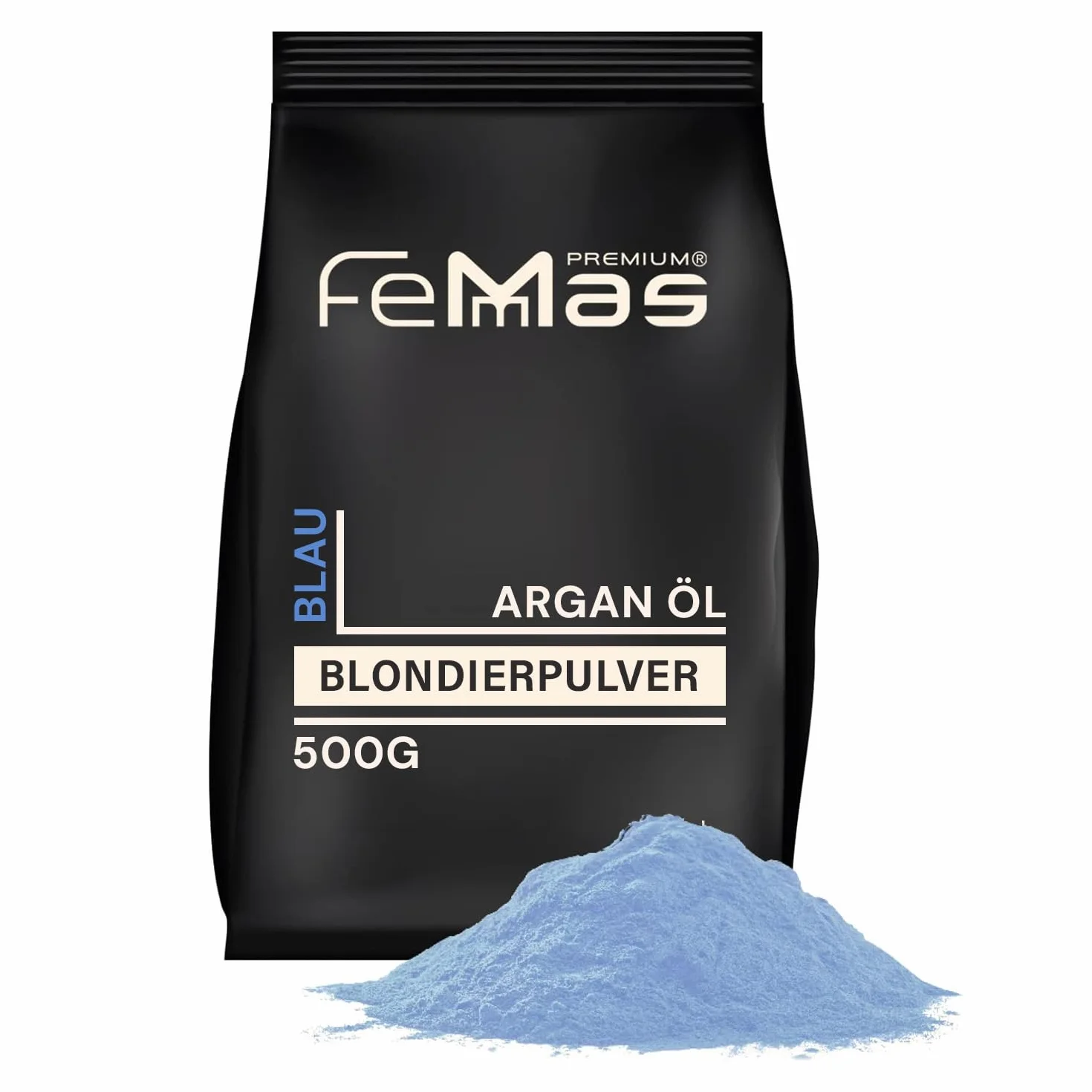 FemMas Poudre de blanchiment bleue 500 g I Poudre de blanchiment avec technologie Plex et huile d'argan I éclaircissante uniforme I Ultra forte et sans poudre I Hair Bleach pour éclaircir jusqu'à 9