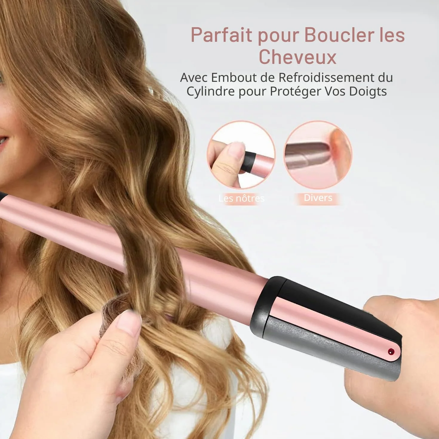 Boucleur à cheveux professionnel 25mm conique céramique avec gant résistant à la chaleur JAETON