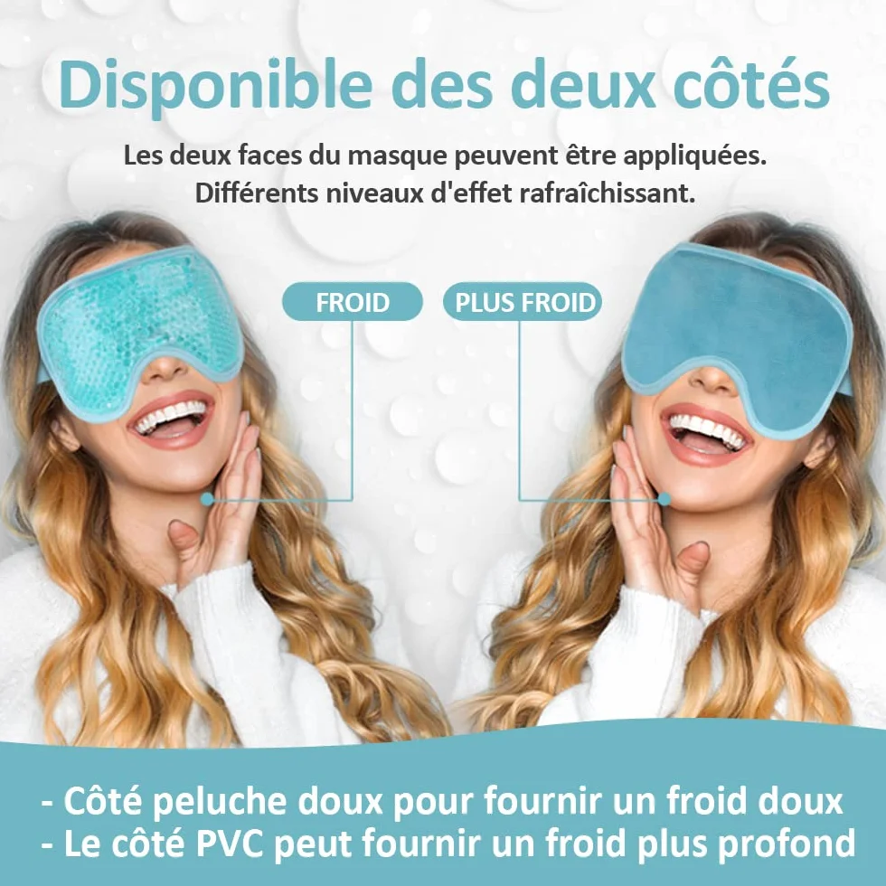 Masque pour les yeux réutilisables avec perles de gel, thérapie haute et basse température, rafraîchissant yeux gonflés secs maux de tête