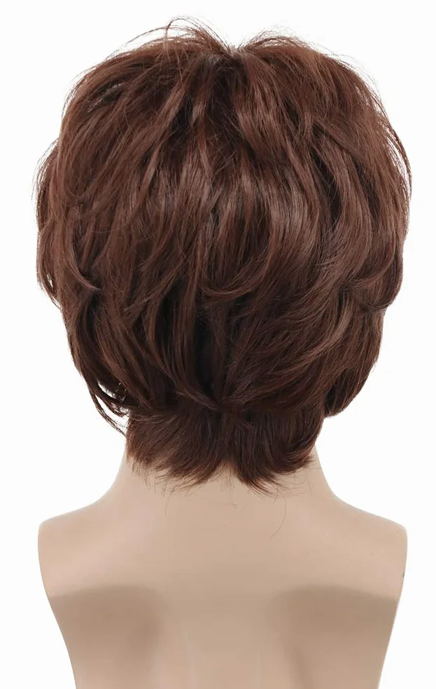 VGbeaty Perruque Courte Marron Brune des Années 60 70 80 pour Hommes avec Moustache Perruque Disco des Chanteurs Stars Hippie pour Carnaval Halloween Déguisement Party