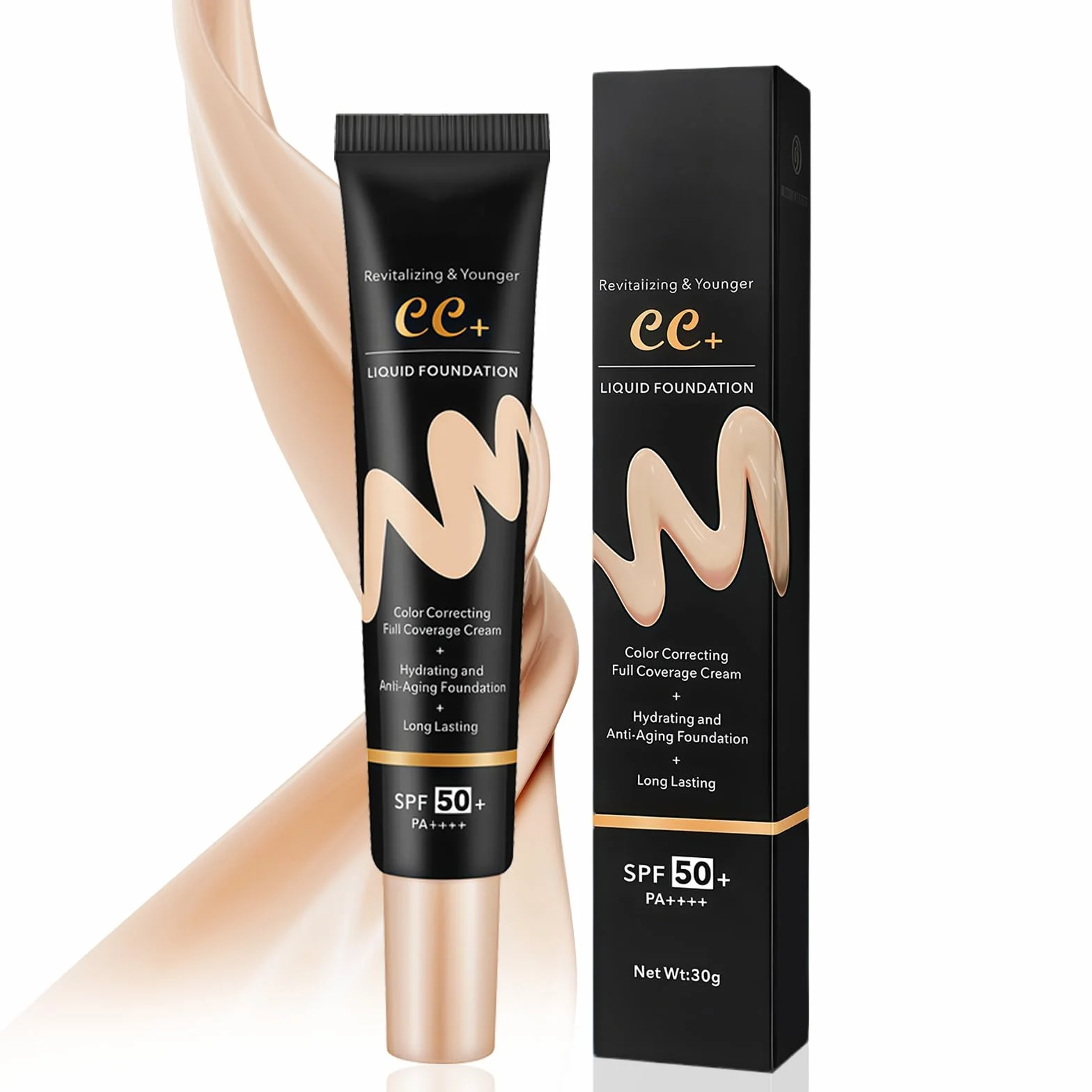 Cc Crème Légère SPF50 Haute Couvrance Hydratation 24h Texture Fluide Unifie le Teint