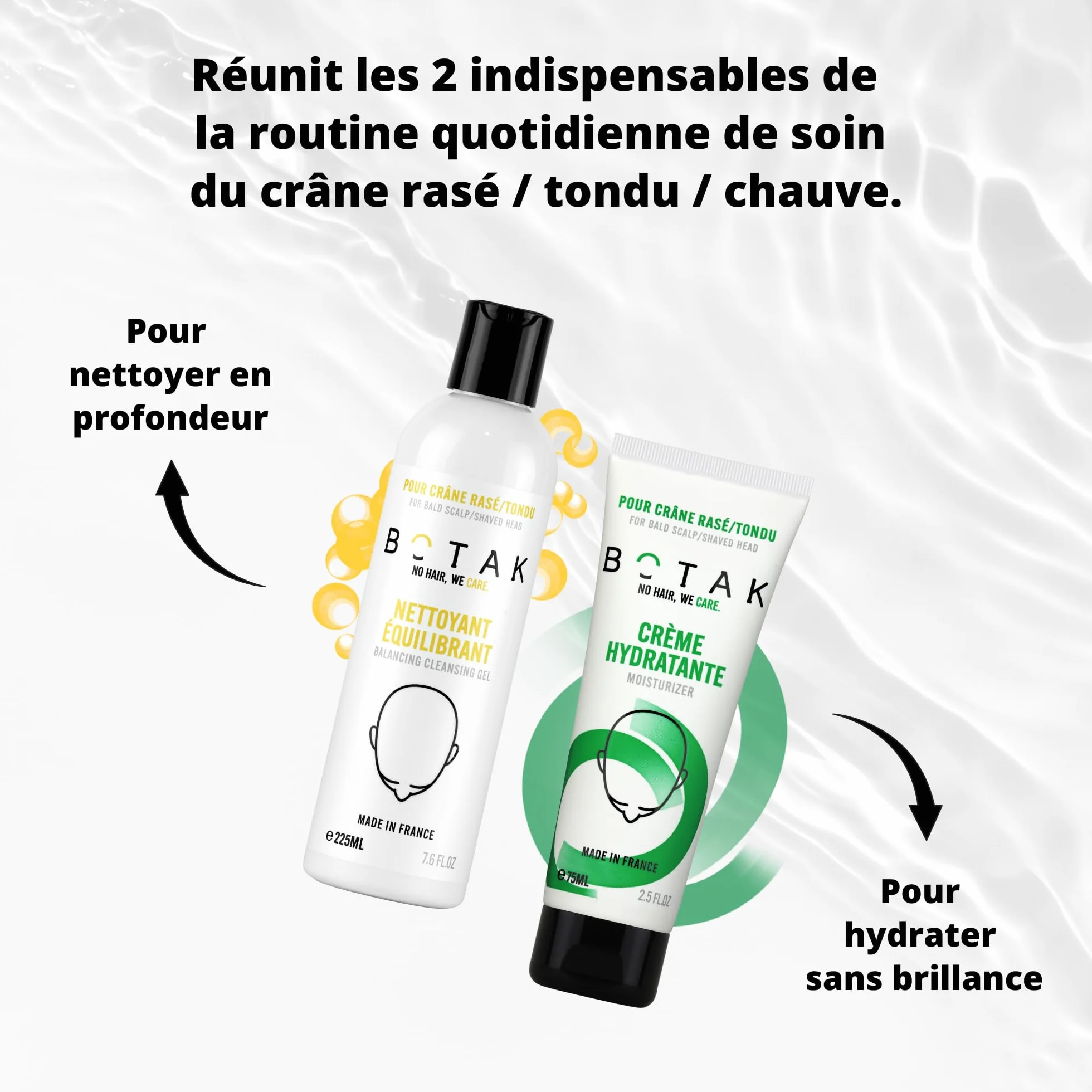 BOTAK Coffret Cadeau soin crâne rasé 99% 97% origine naturelle Végan Français Régule pH microbiome
