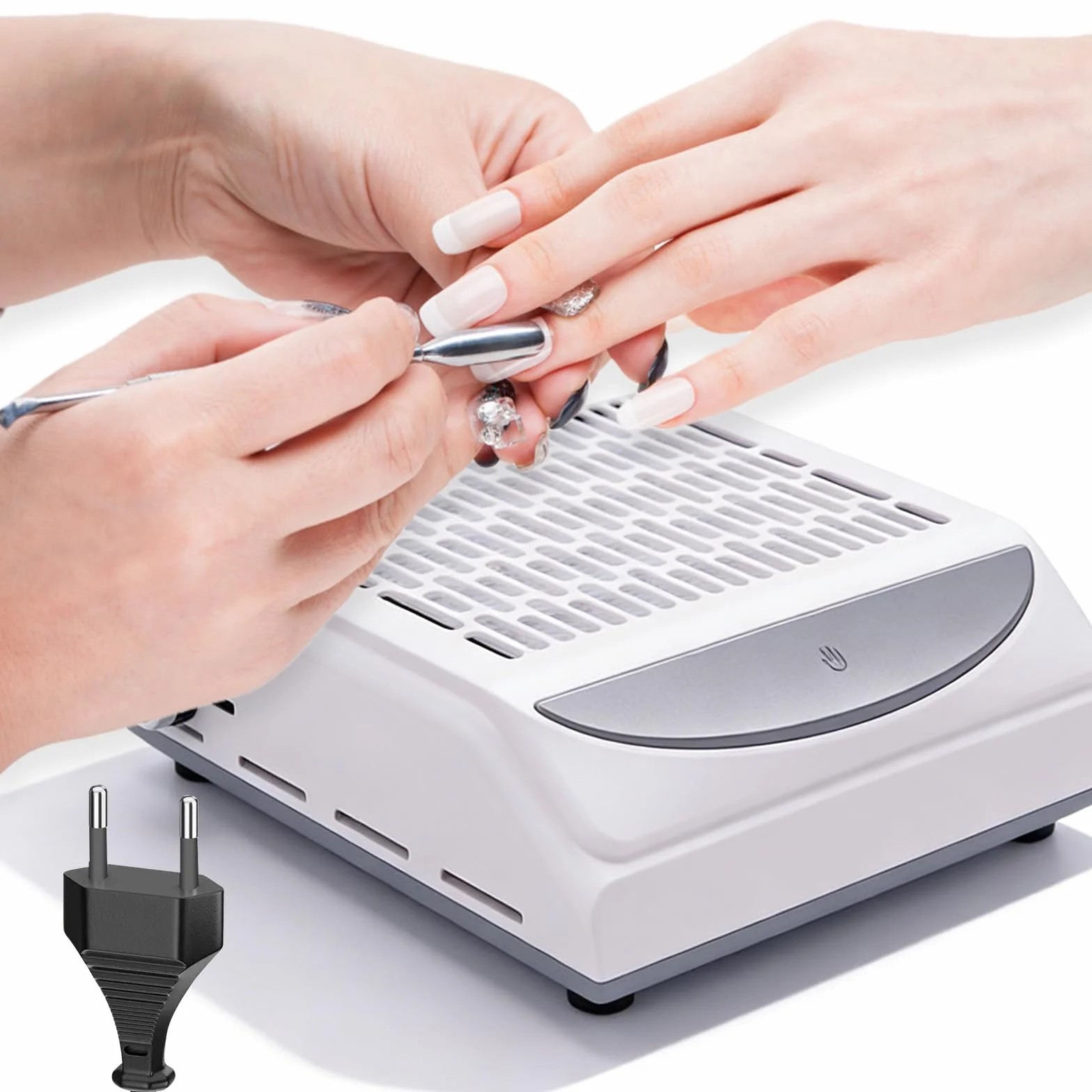 Aspirateur à Manucure Avec Lampe Et Filtre: Aspirateur à Ongle Professionnel, Aspirateur Ongle Faible Bruit Collecteur De Poussière D'ongles De Table Puissant Pour Salon De Manucure Et Maison (Blanc)