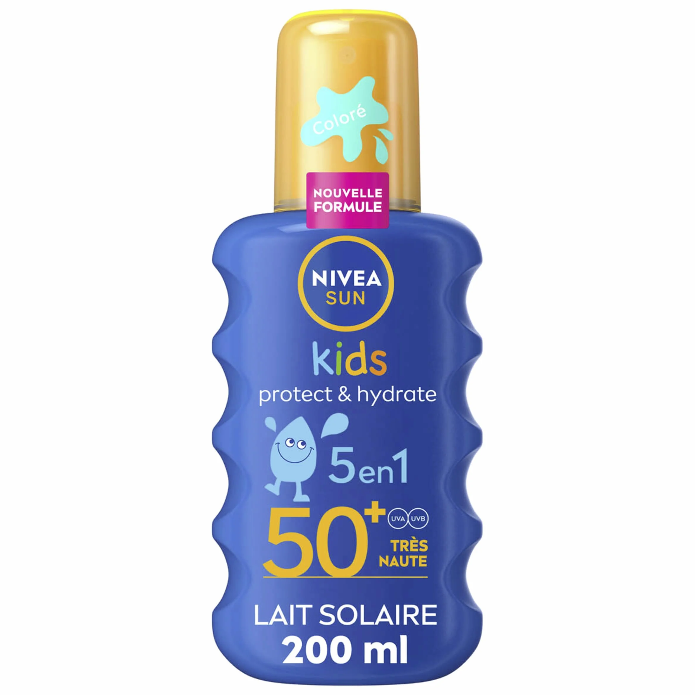 NIVEA SUN Spray Solaire Protect & Hydrate Kids Coloré SPF 50+ 200 ml Crème Solaire Haute Protection Visage Corps