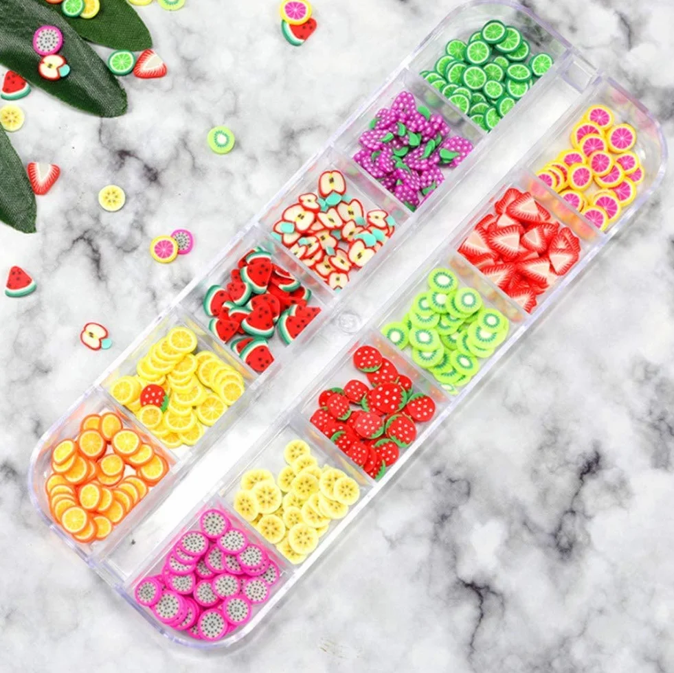Nail Art 3D Fruit Boîte, BetterJonny Polymère Tranches Fruits en Pâte pour DIY Décoration Ongle