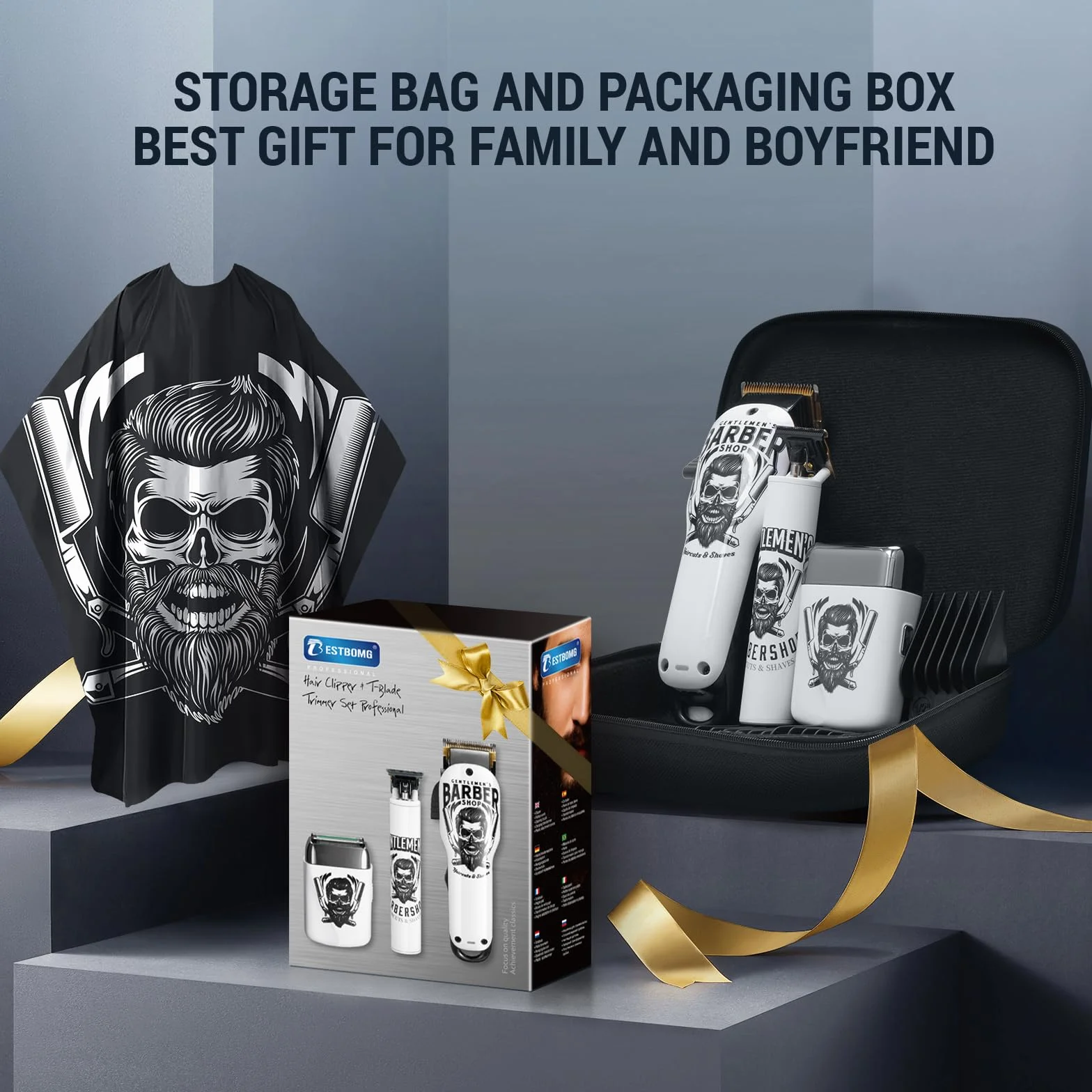 BESTBOMG Tondeuse Cheveux Hommes Rasoir Electriques avec écran LED Rechargeable Kit