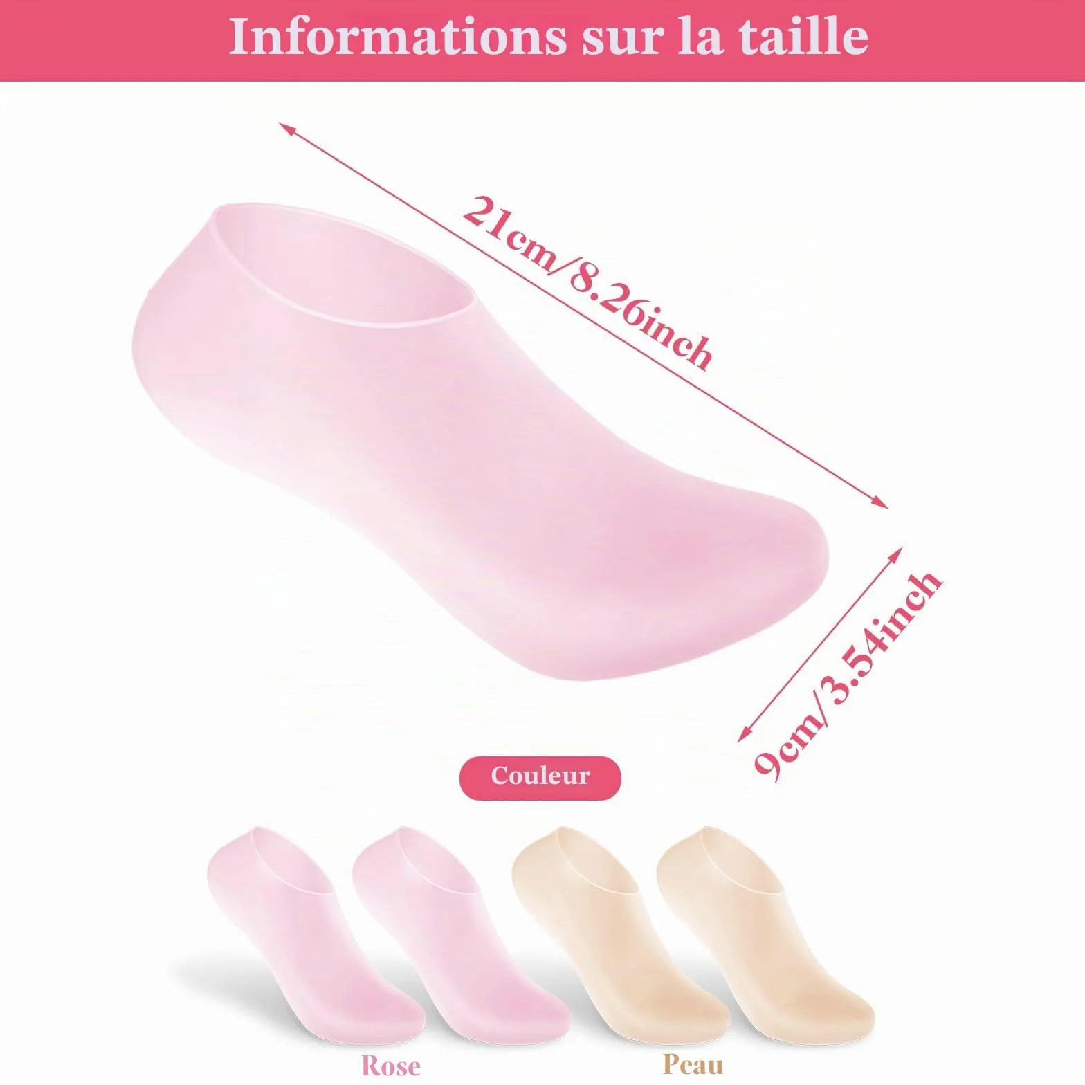 Chaussettes en silicone hydratantes pour femme, gel doux à l'aloès, chaussettes de pédicure spa