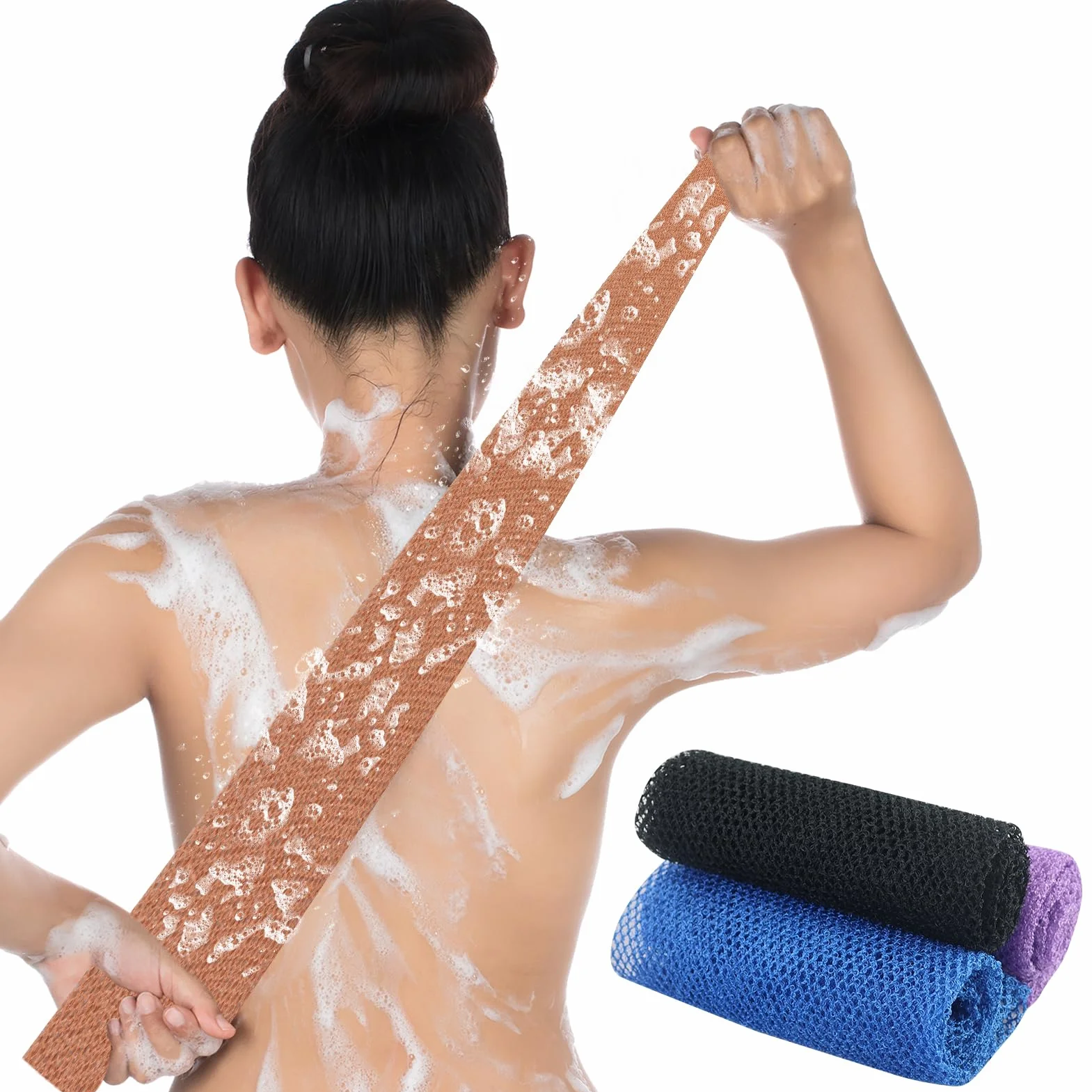 Lot de 4 éponges africaines exfoliantes 80 x 30 cm - Filet pour corps