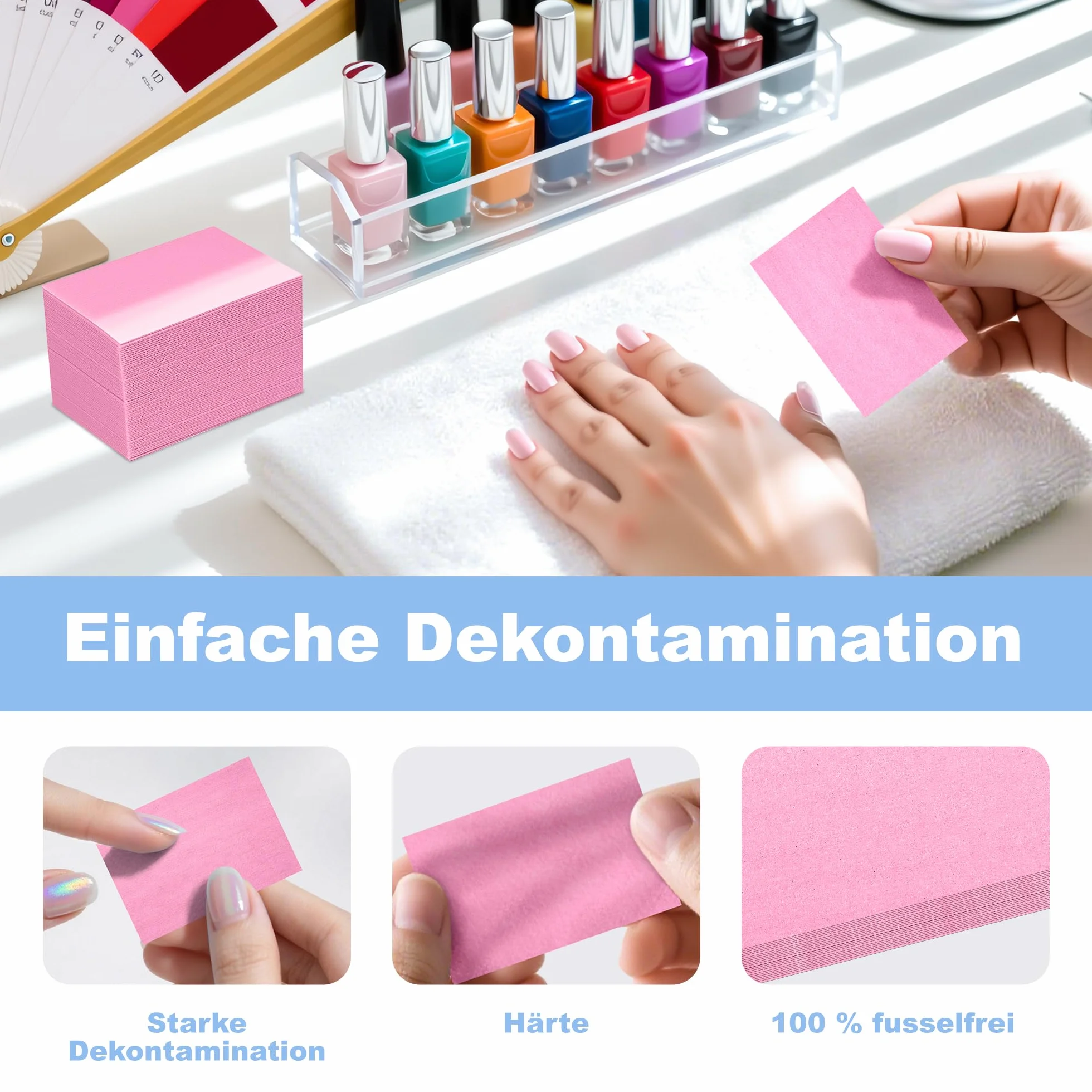 Lingettes Ongles 630 Pièces Cotons Secs Non Pelucheux pour Manucure et Pédicure Rose