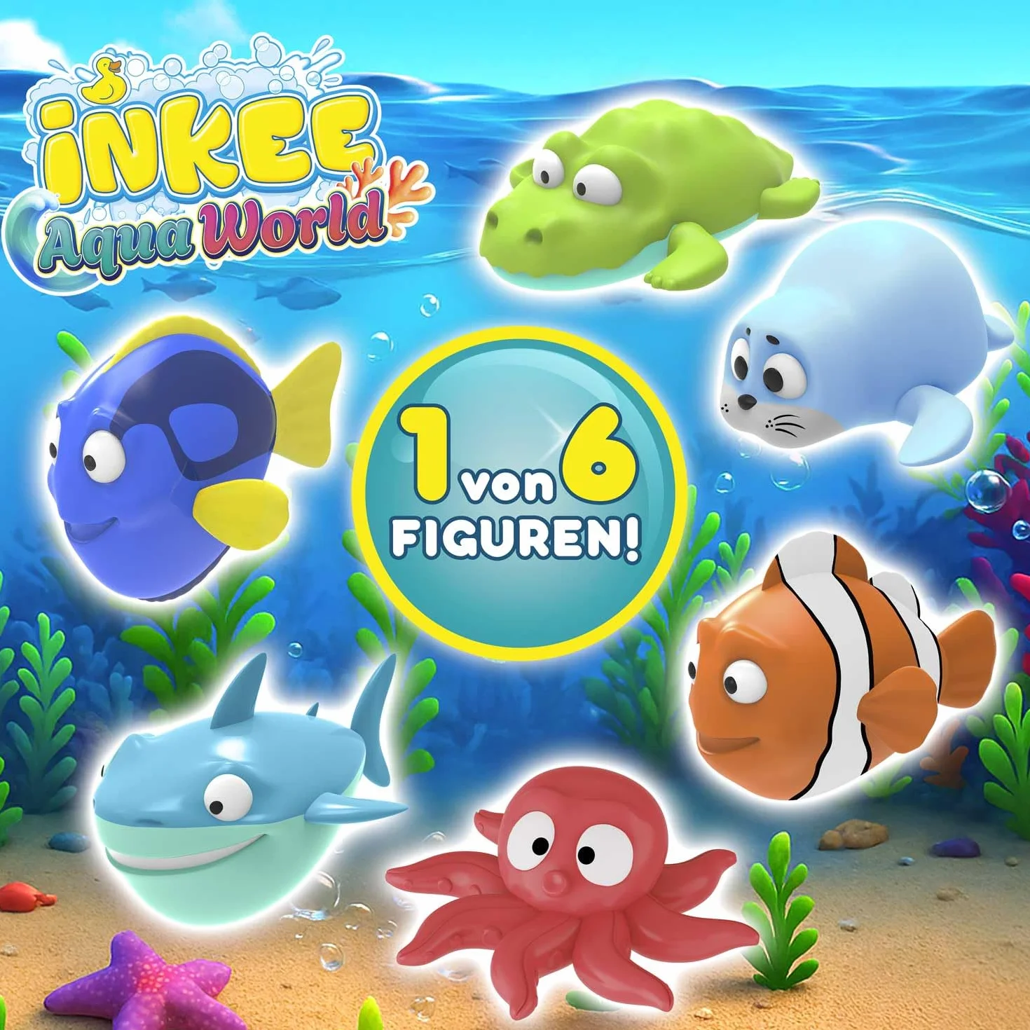 INKEE Bombe de bain surprise Aqua World – Boule de bain enfant avec surprise jouet de bain colorée