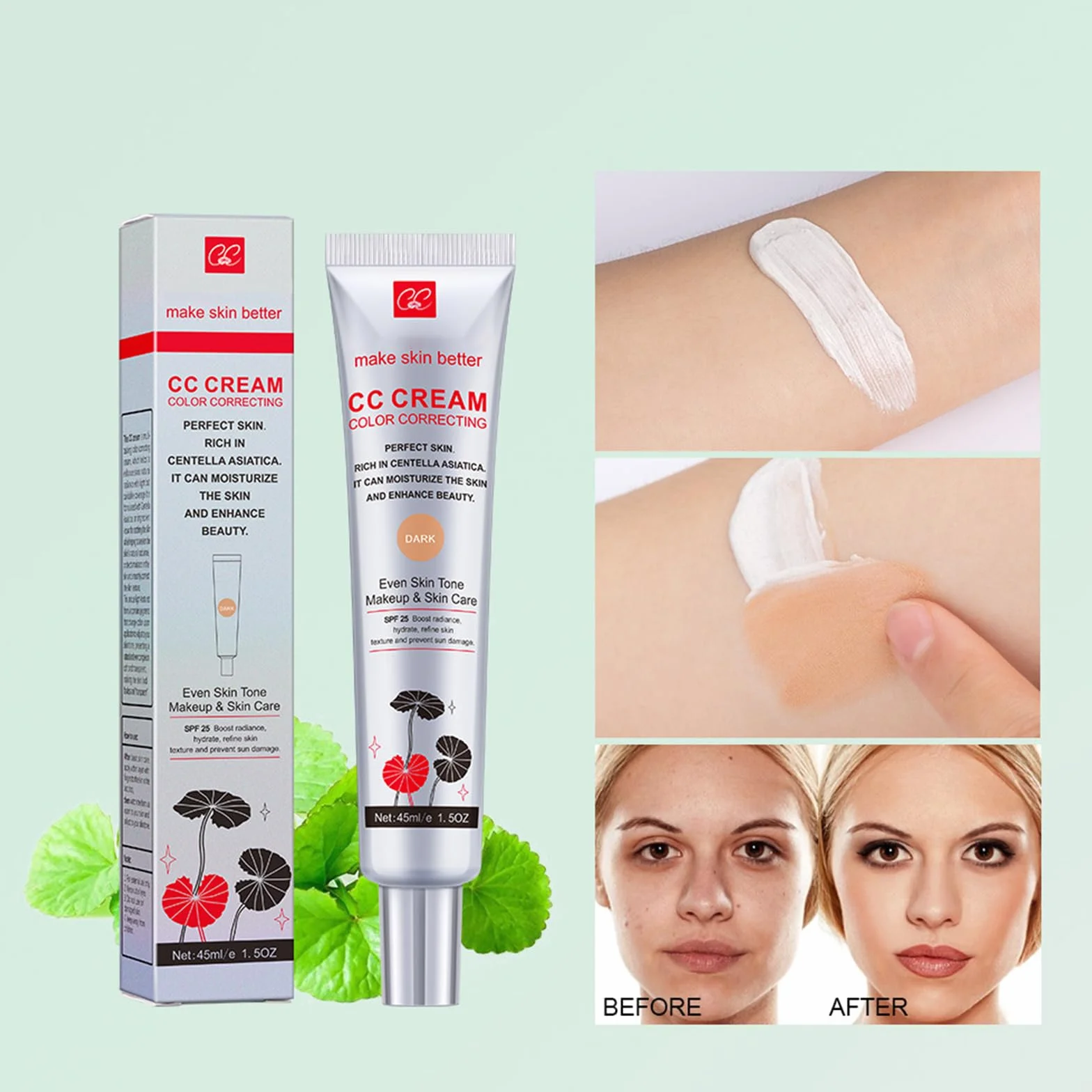 Crème CC Correcteur Pré-maquillage Couleur Claire Illuminateur Teint Haute Définition Visage Base Hydratante éclaircissante