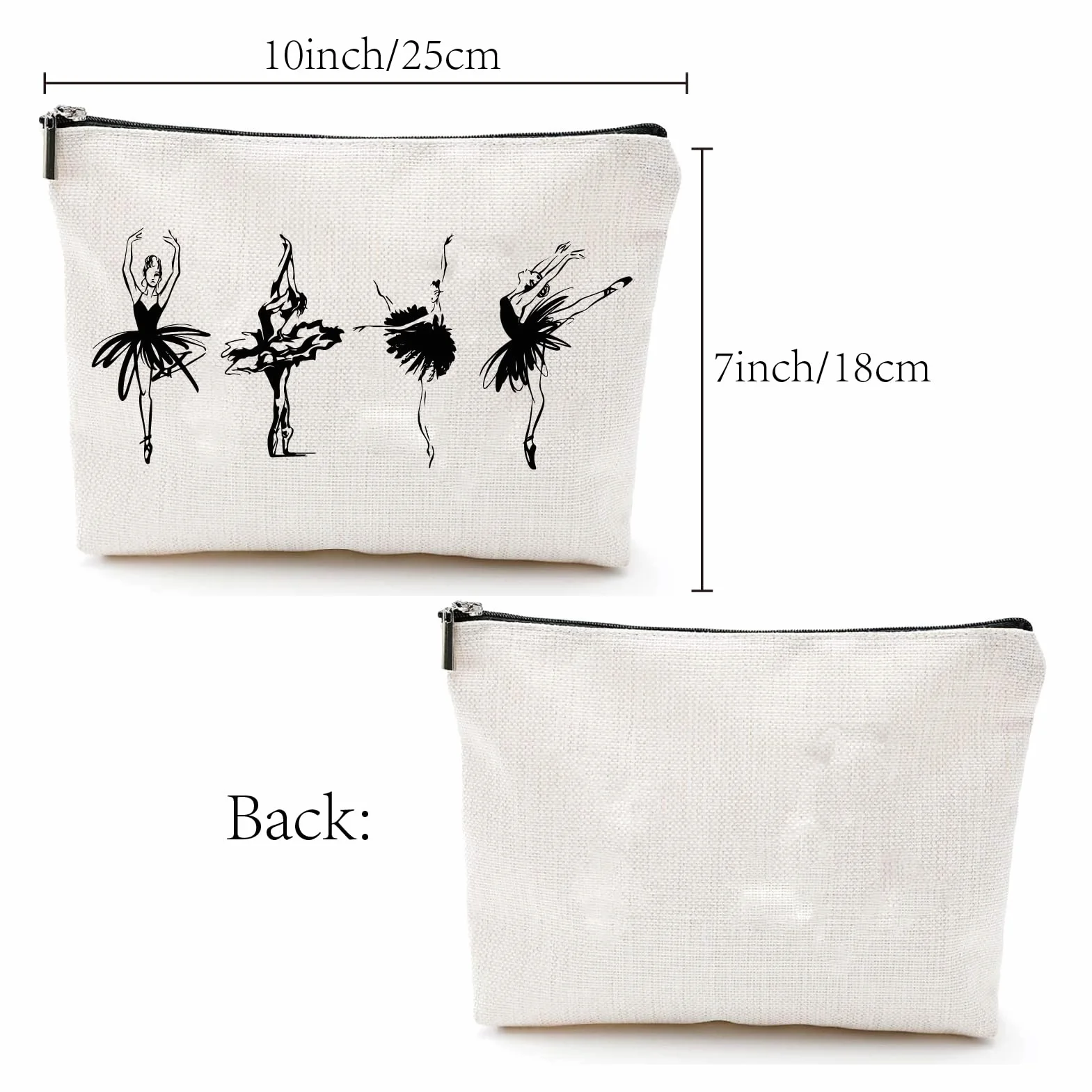 CREATCABIN Trousse Maquillage Danseuse Ballet en Toile avec Fermeture Éclair 25x18cm