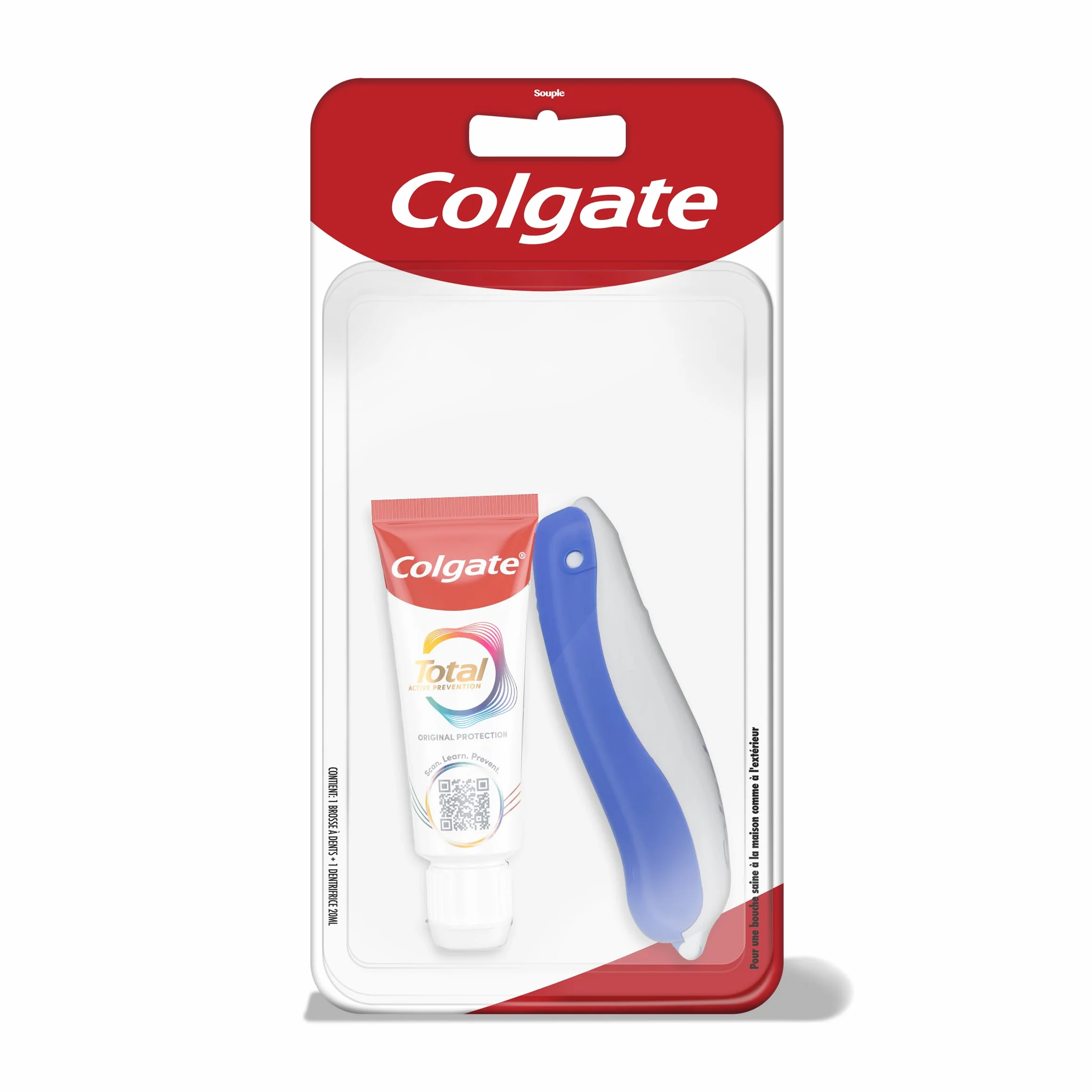 COLGATE Kit de Voyage Brosse à dents souple Dentifrice 20ml