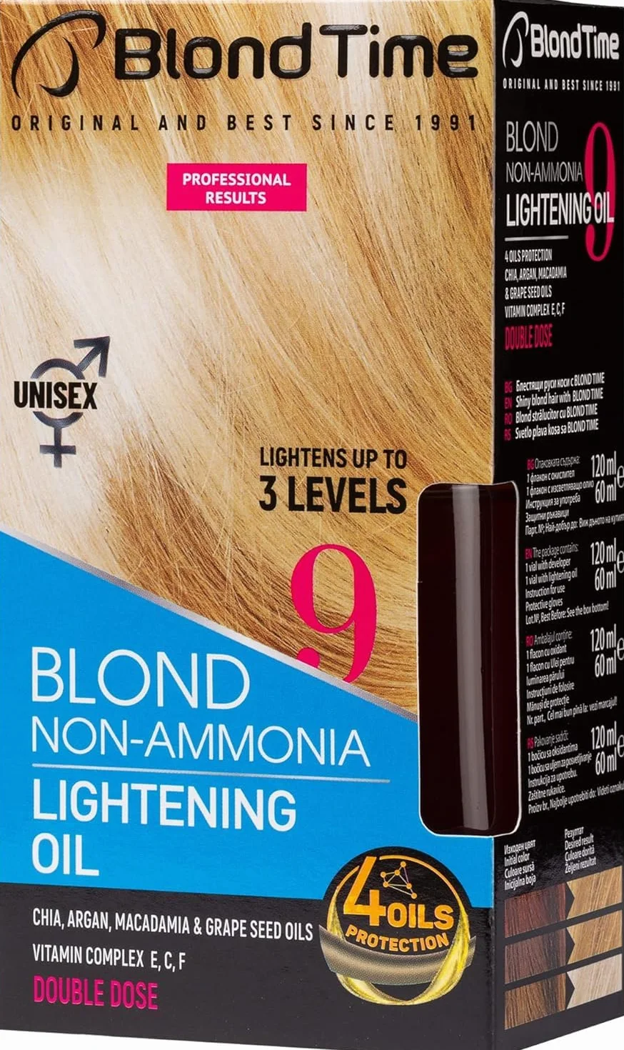 Huile Décolorante pour cheveux, éclaircit jusqu'à 3 tons | Nuance Naturelle | Décolore sans abîmer les cheveux | Hydrate, Prend soin, Nourrit et Protège | Sans Ammoniaque | 180 ml