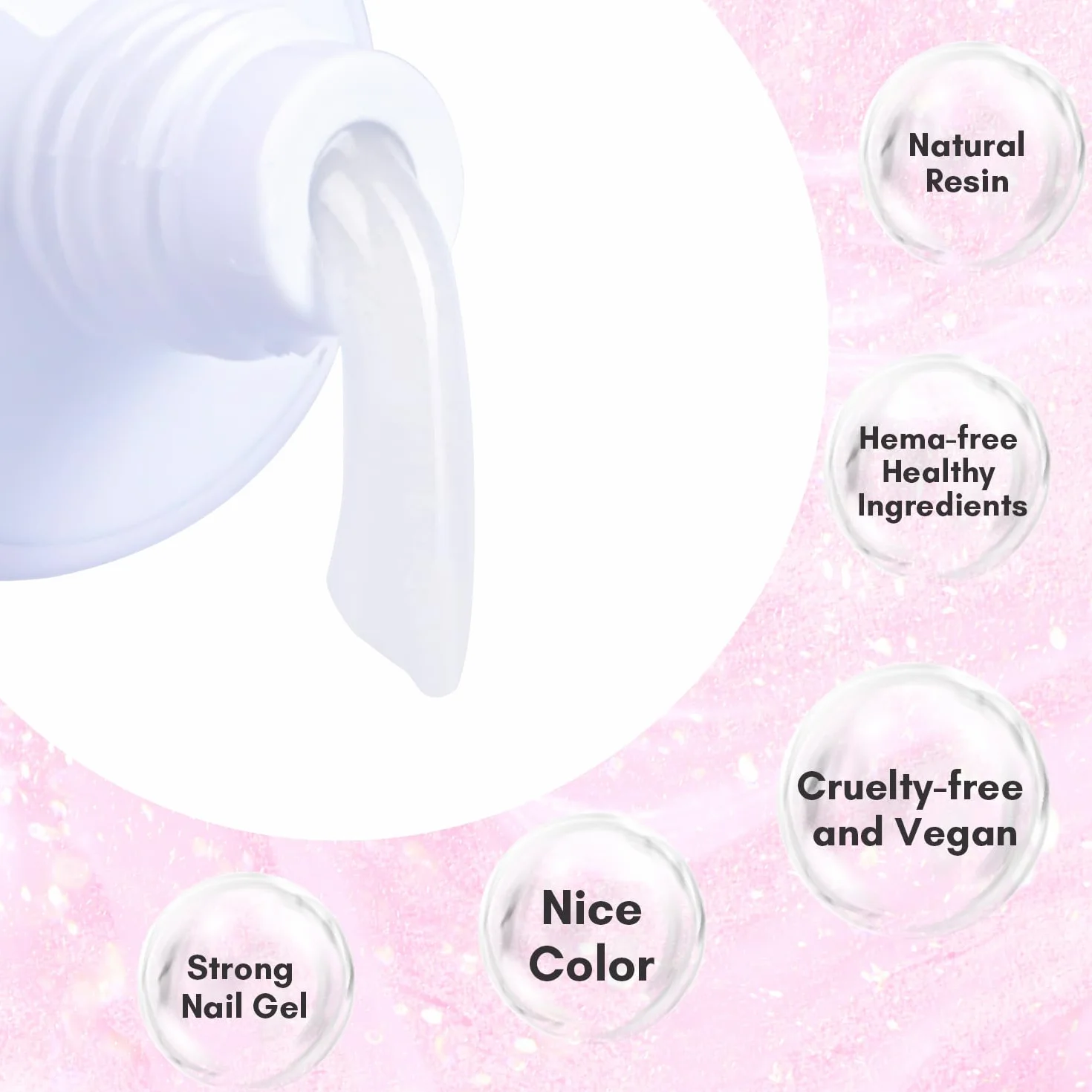Makartt Poly Gel Ongles 50ML Blanc Rose Transparent Rosé 3D Longue Durée Construction Rapide