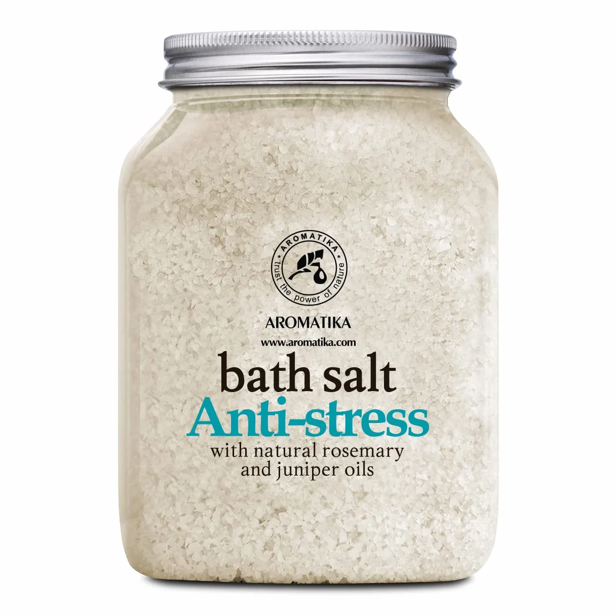 Sels de Bain Anti Stress 1300g - Sel de Mer avec Huile Essentielle de Romarin et Genévrier - Meilleur pour un Bon Sommeil - Soulagement du Stress - Beauté - Bain - Soin du Corps