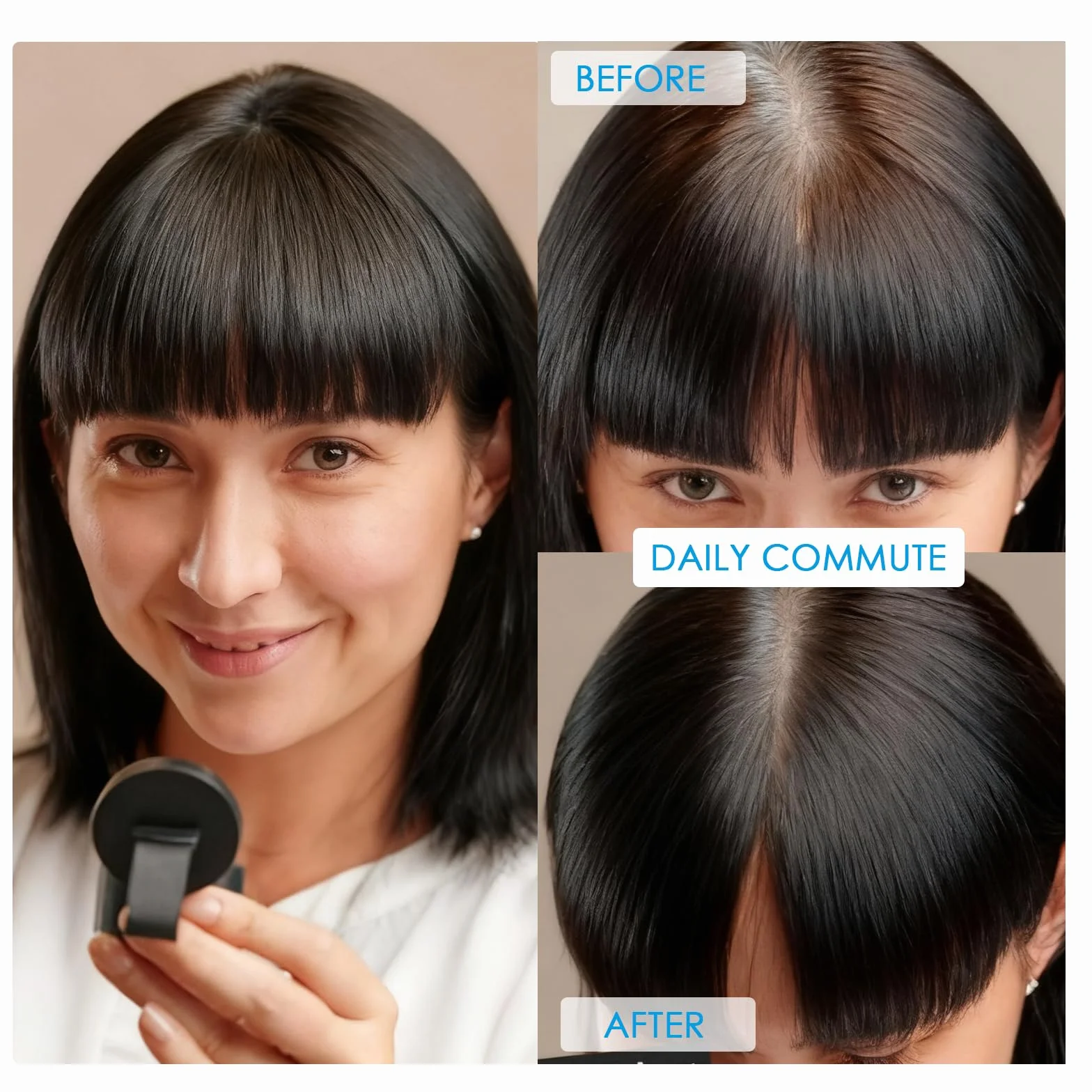 Poudre de Racine de Cheveux Marron foncé pour épaissir les cheveux, Retouche et Couverture