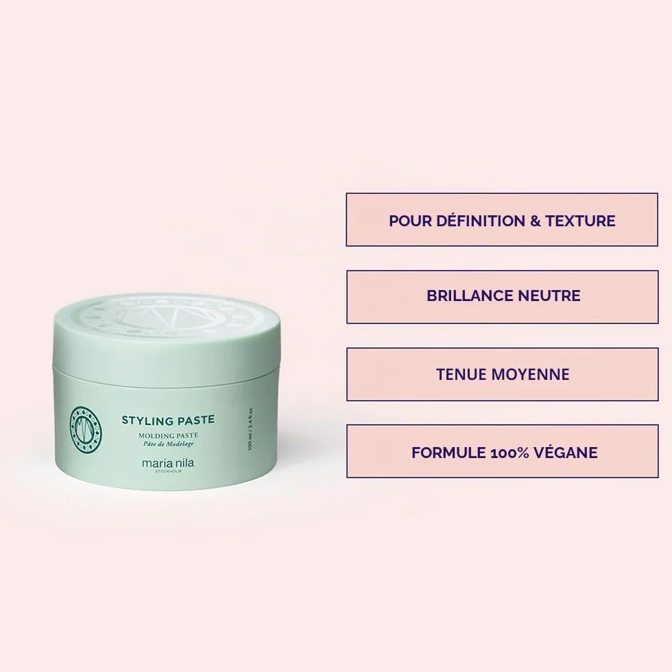 Maria Nila Styling Paste/Gneiss, tenue 2/5, pâte coiffante épaississante et flexible, idéale pour les cheveux longs et courts