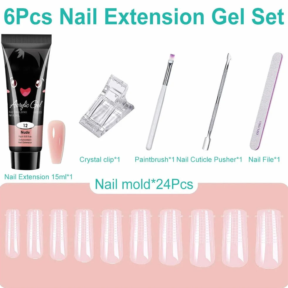 Poly Extension Gel Kit, Gel d'Extension d'Ongles en Poly, Démarrage pour Extensions d'Ongles Polygel