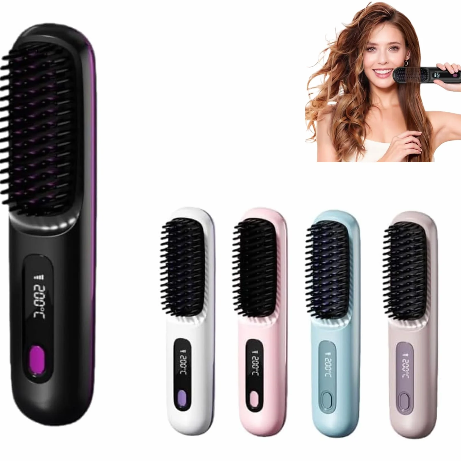 Cocoony Brosse à Cheveux,Brosse Lissante Ceveux Court Rechargeable Portable, Un Volume Coiffe en 2 Minutes (Noir)