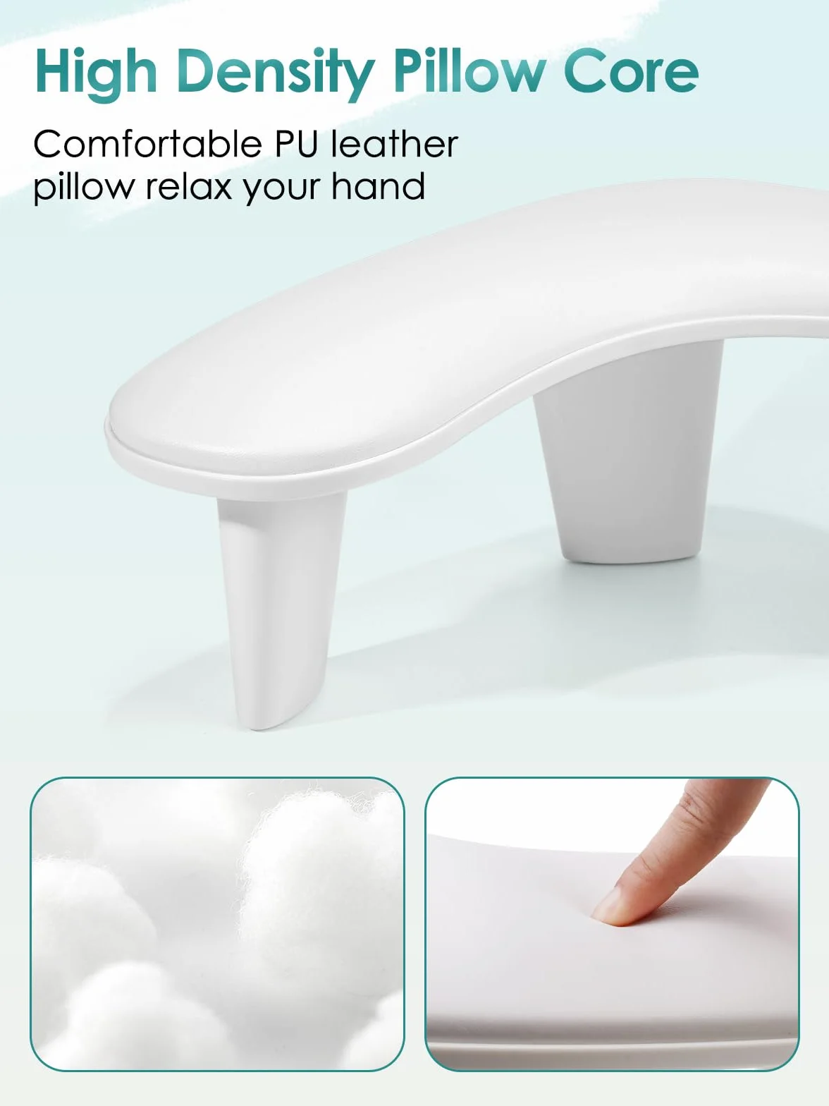 LIONVISON Repose Main Ongle: PU Cuir Coussin Manucure Repose Main Type U Coussin Ongle Repose Main et Pose Main Manucure pour Femmes, Filles et Manucures pose Main Manucure（Blanc）
