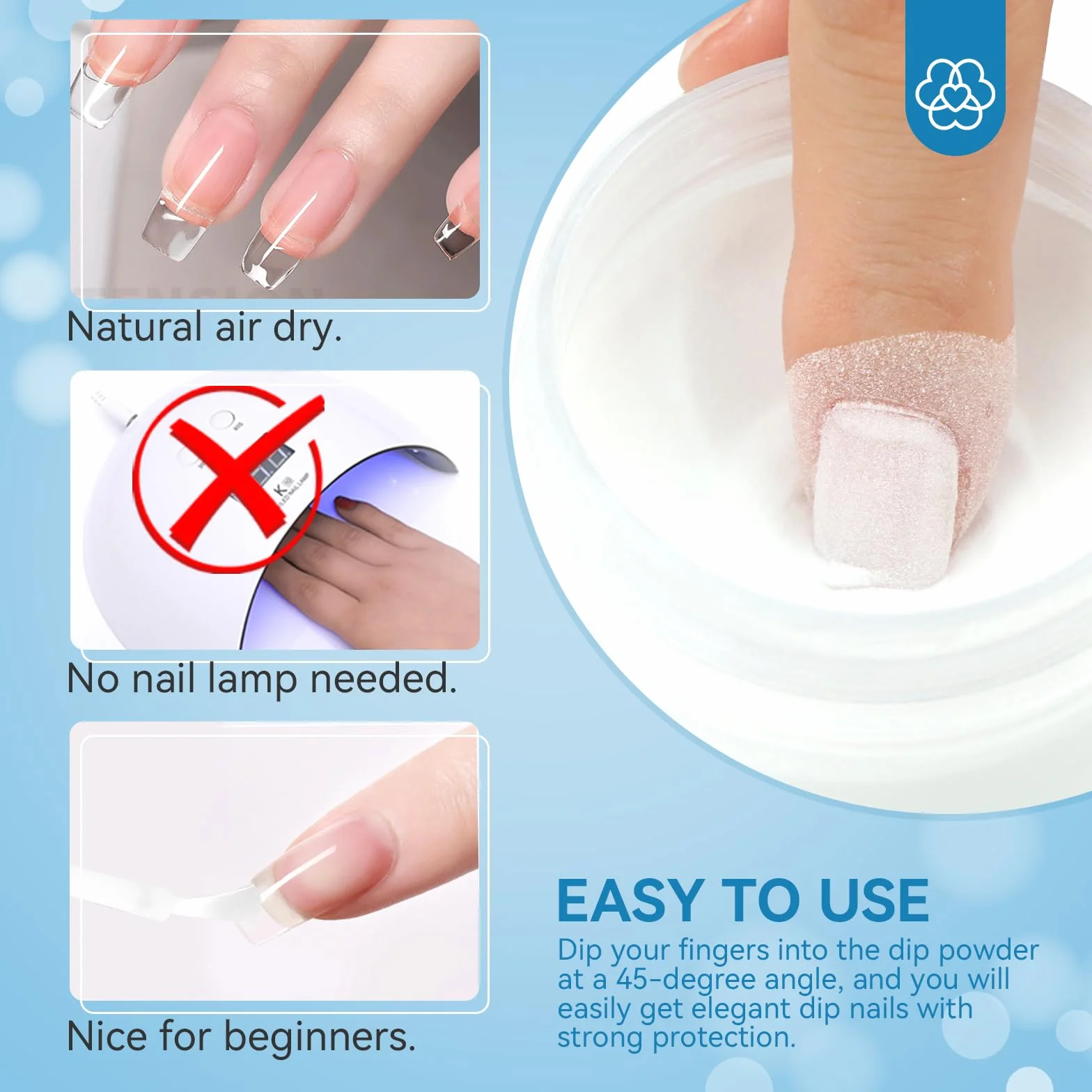 Saviland Poudre de trempage transparente 60 g – Flacon grand pour nail art