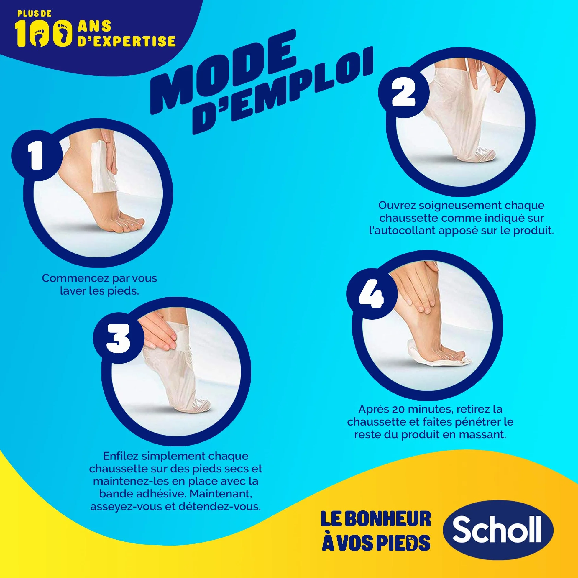 Dr. Scholl's Masque Pieds à l'Amande et au Miel pour peaux sèches - Chaussettes de soin hydratantes 1 paire